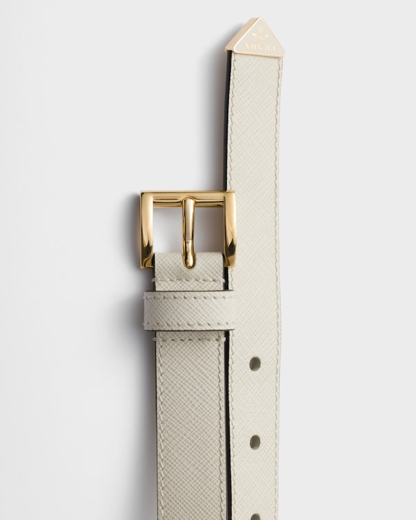 Saffiano leather belt - Chalk White Saffiano leather belt - Chalk White