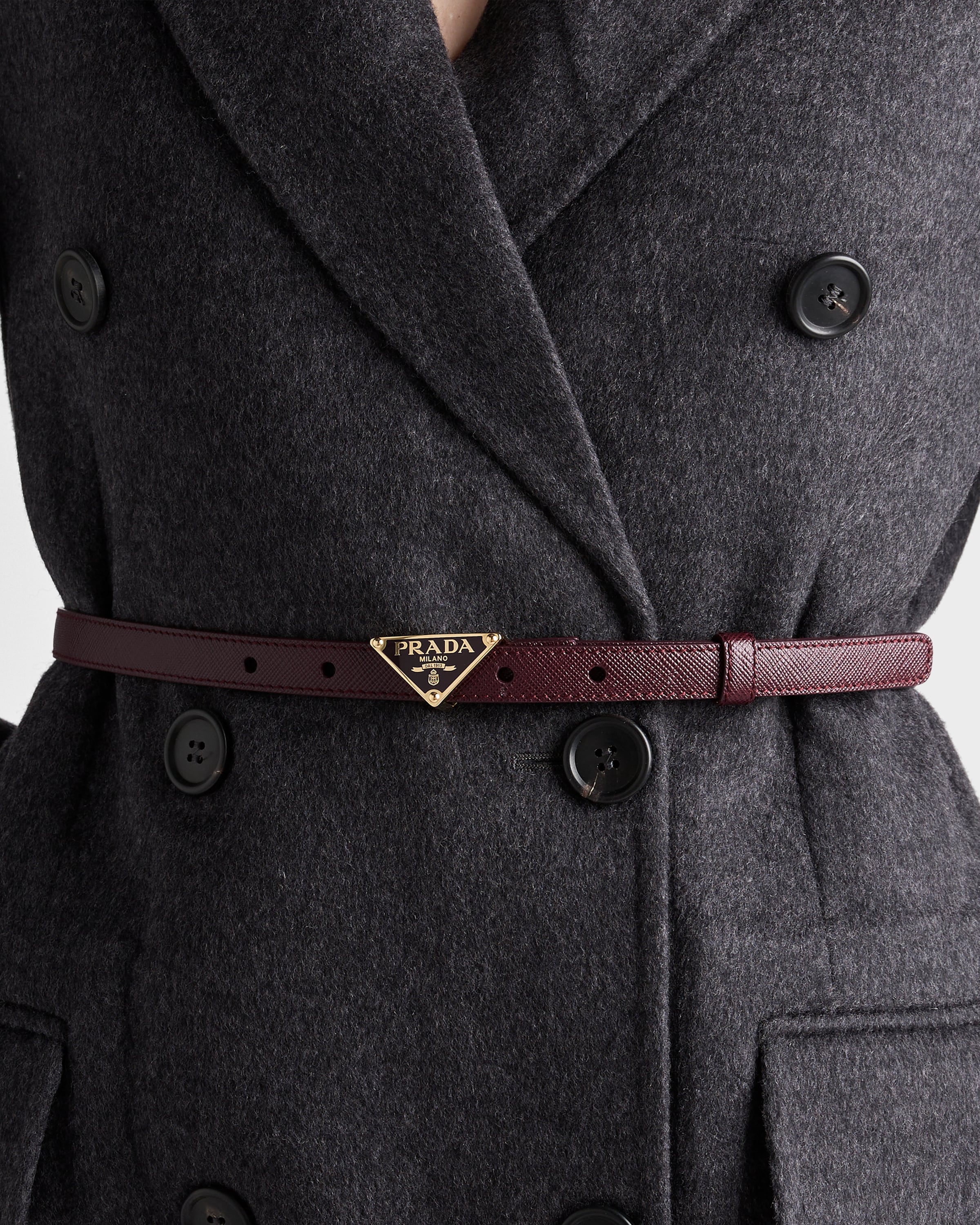 Prada Gürtel Aus Saffiano-leder In Burgundy