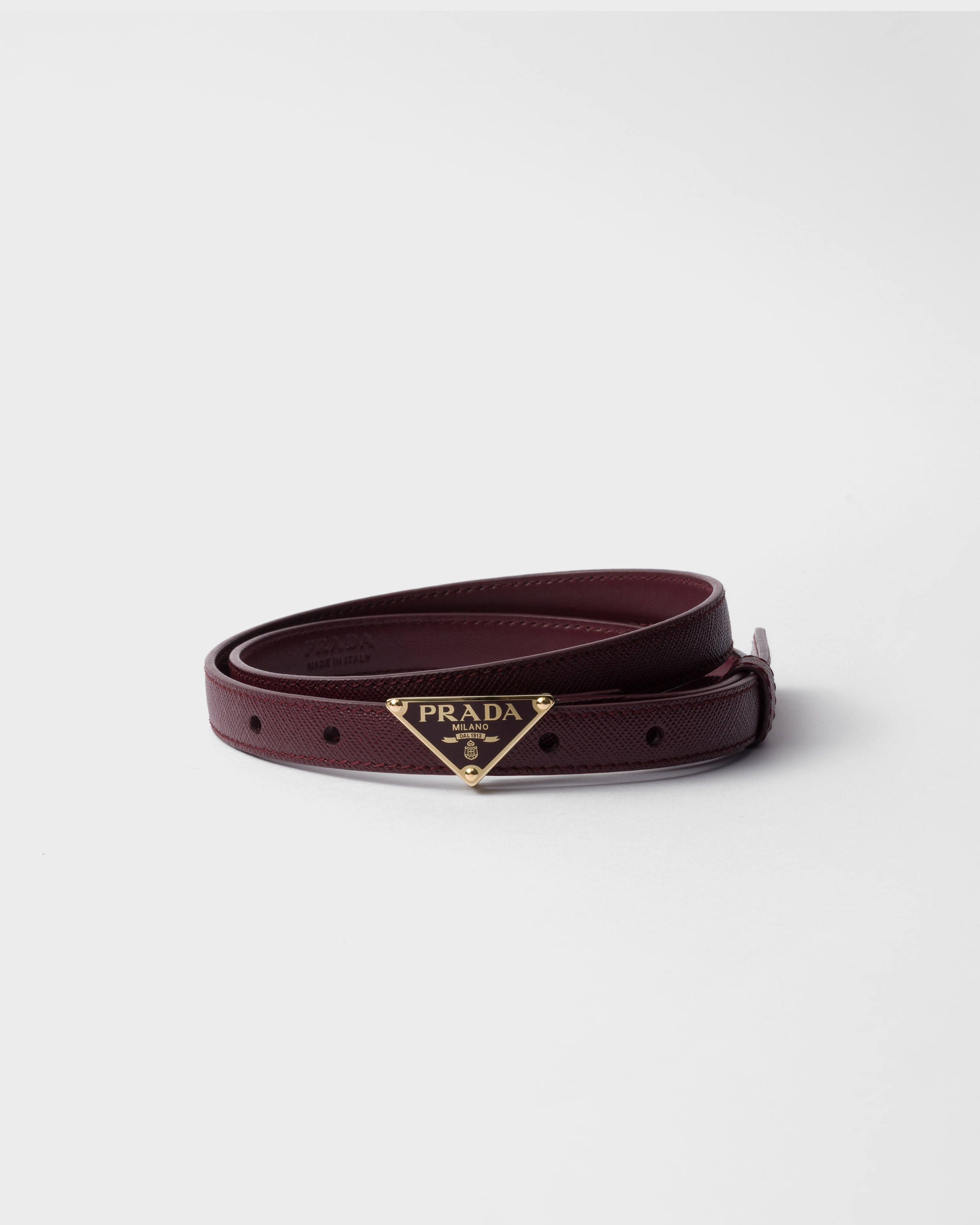 Prada Gürtel Aus Saffiano-leder In Burgundy