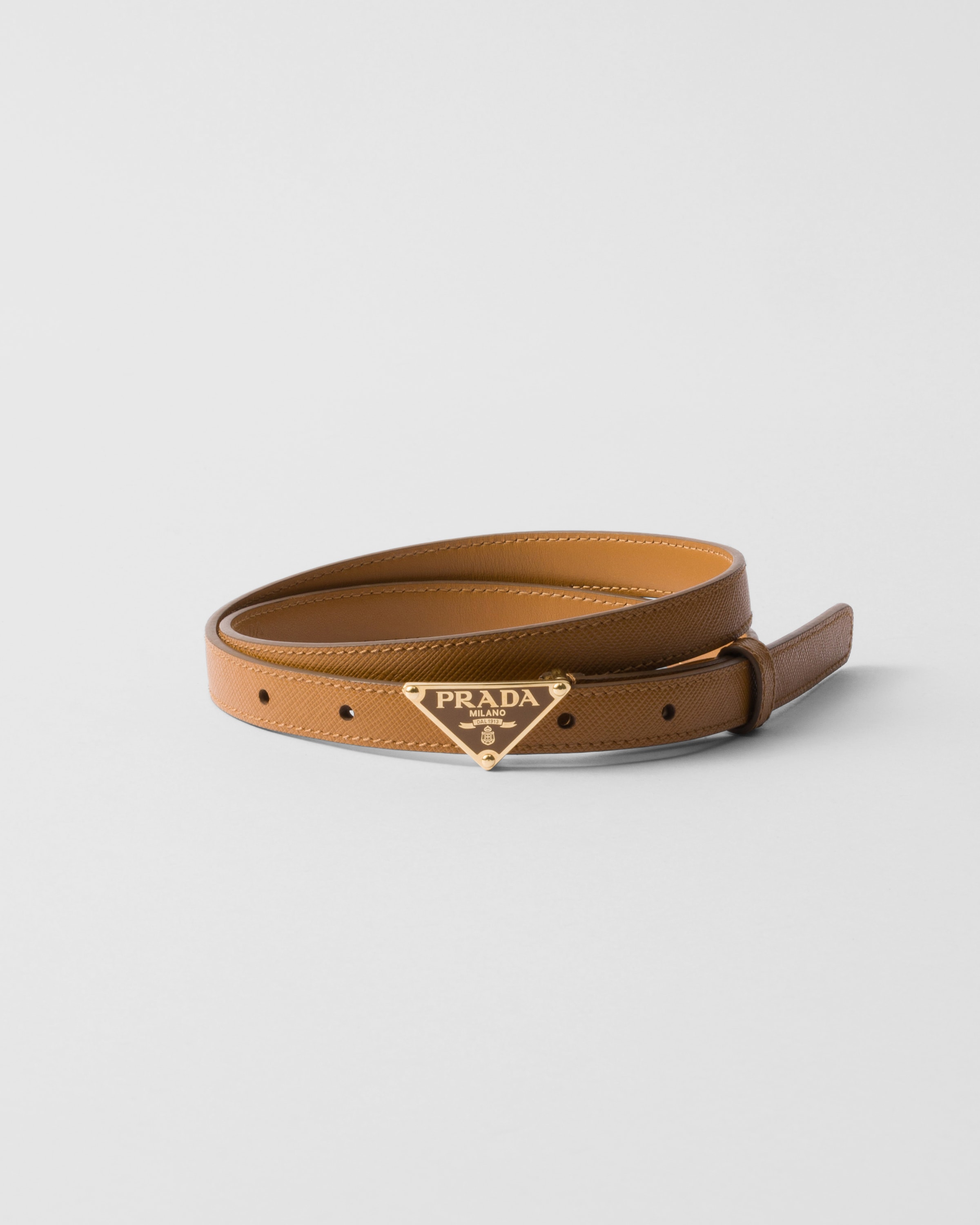 Prada Saffiano Leather Belt, Woman, Caramel, Size 80