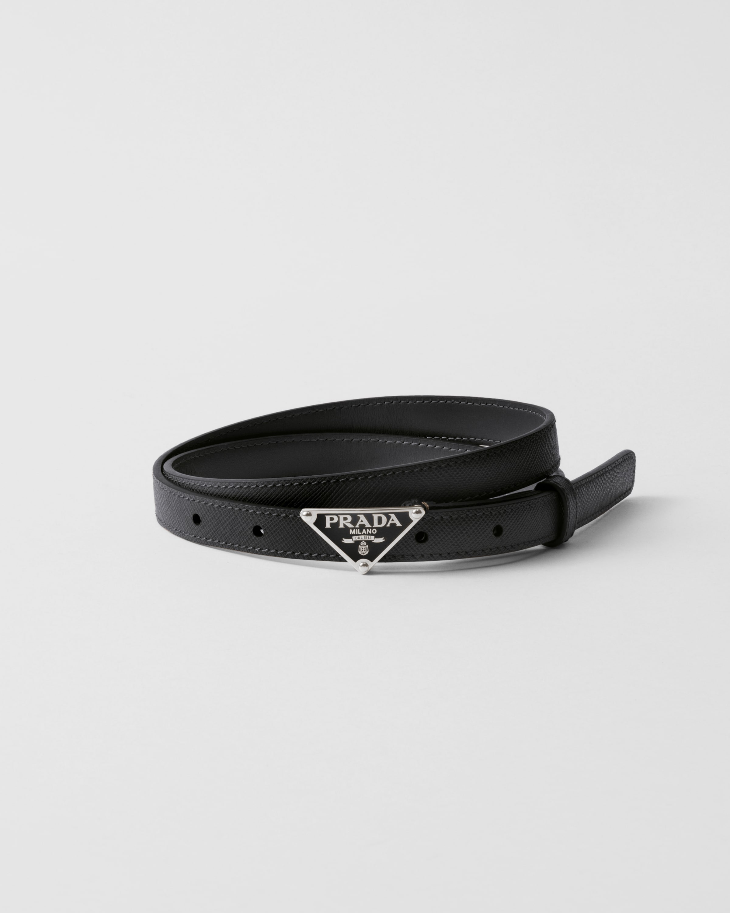 割引クーポン Leather Saffiano Black Belt PRADA | 小物