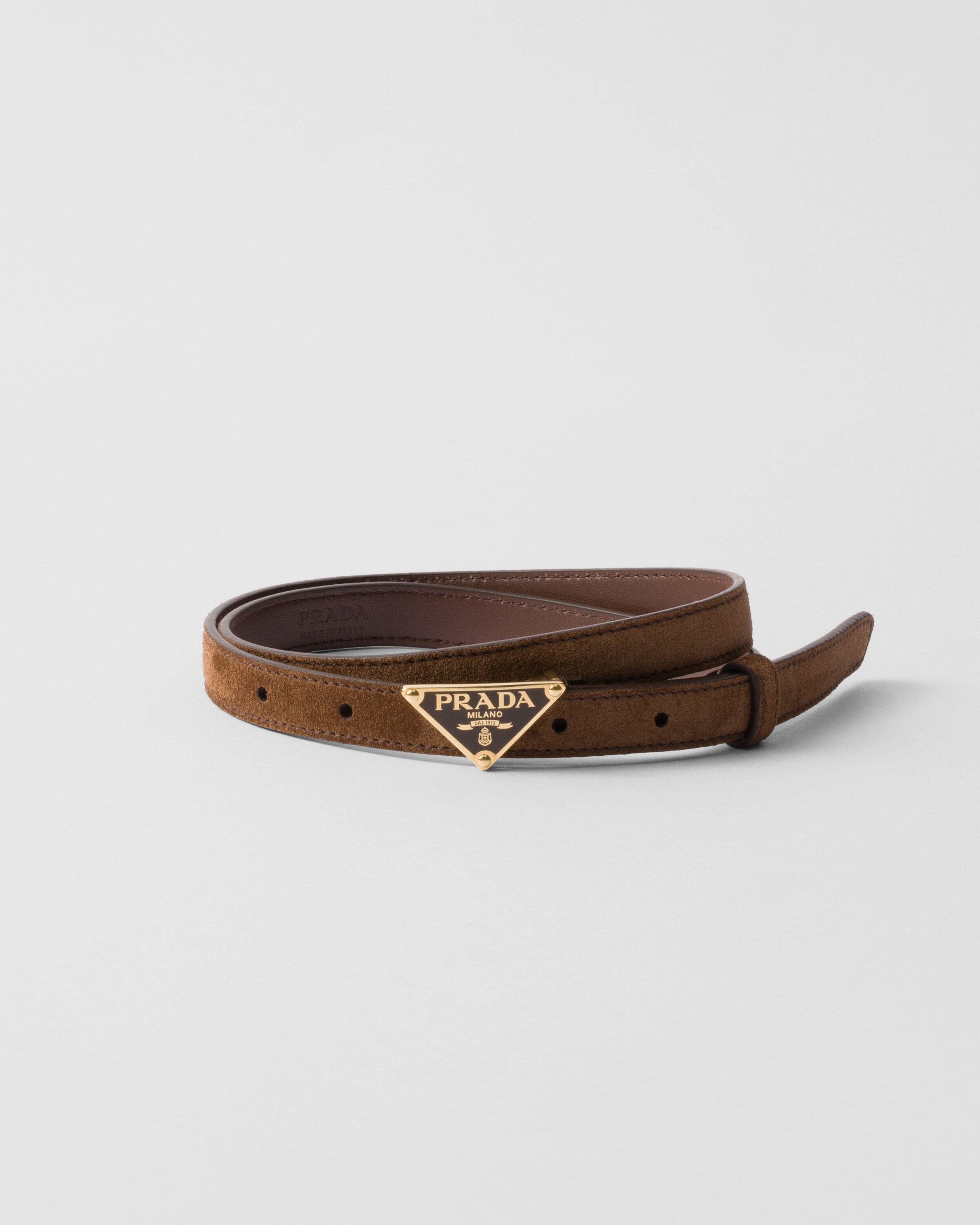 Prada Cinturón De Ante, Mujer, Marrón Chocolate, Talla 85