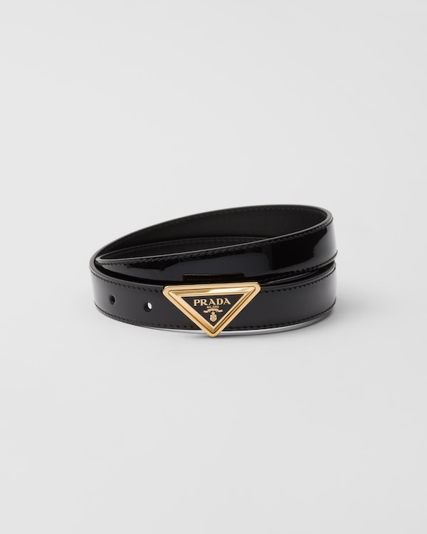 高評価レビュー Patent Black leather PRADA | belt 小物