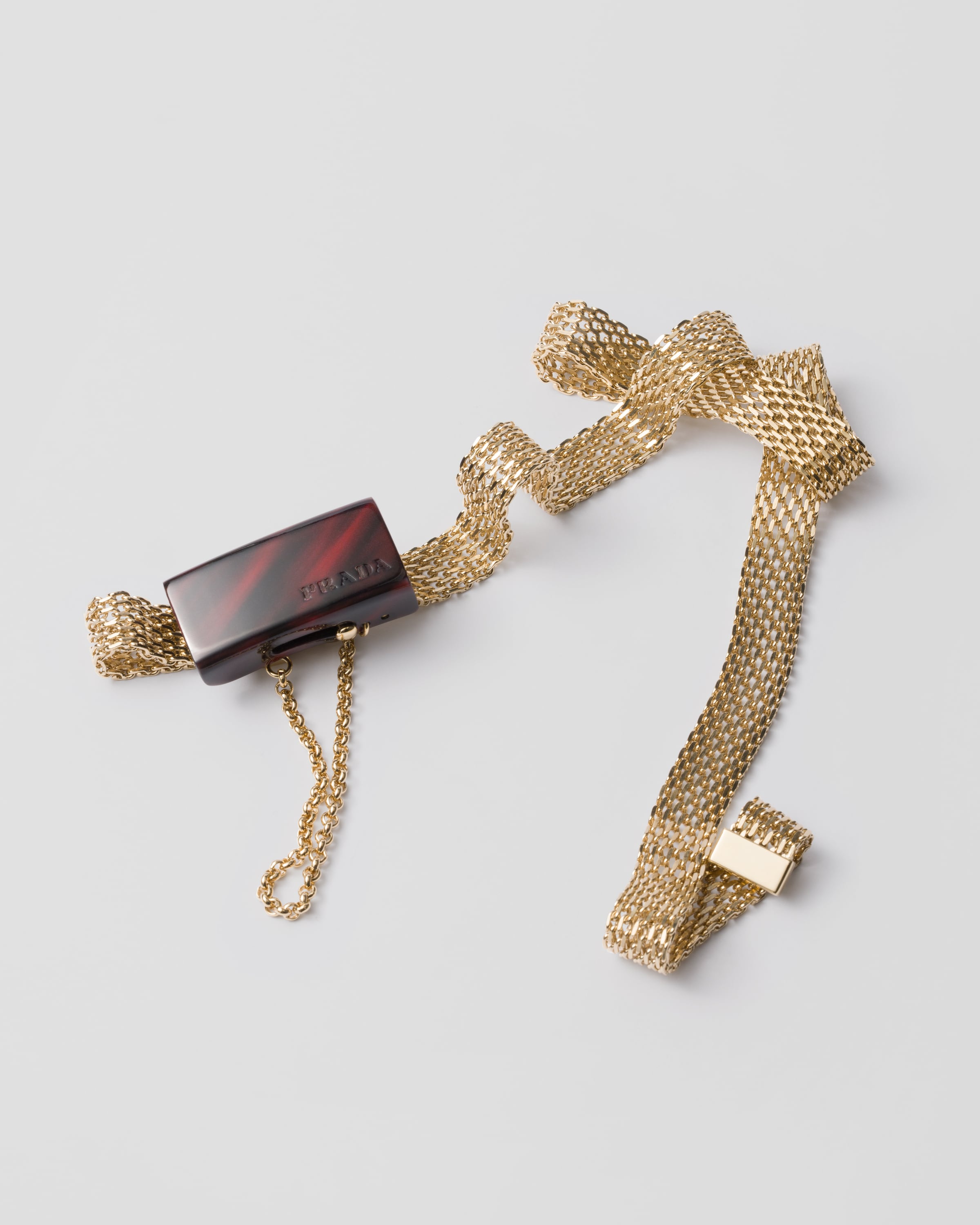 Prada Plaque Buckle Belt In Gold