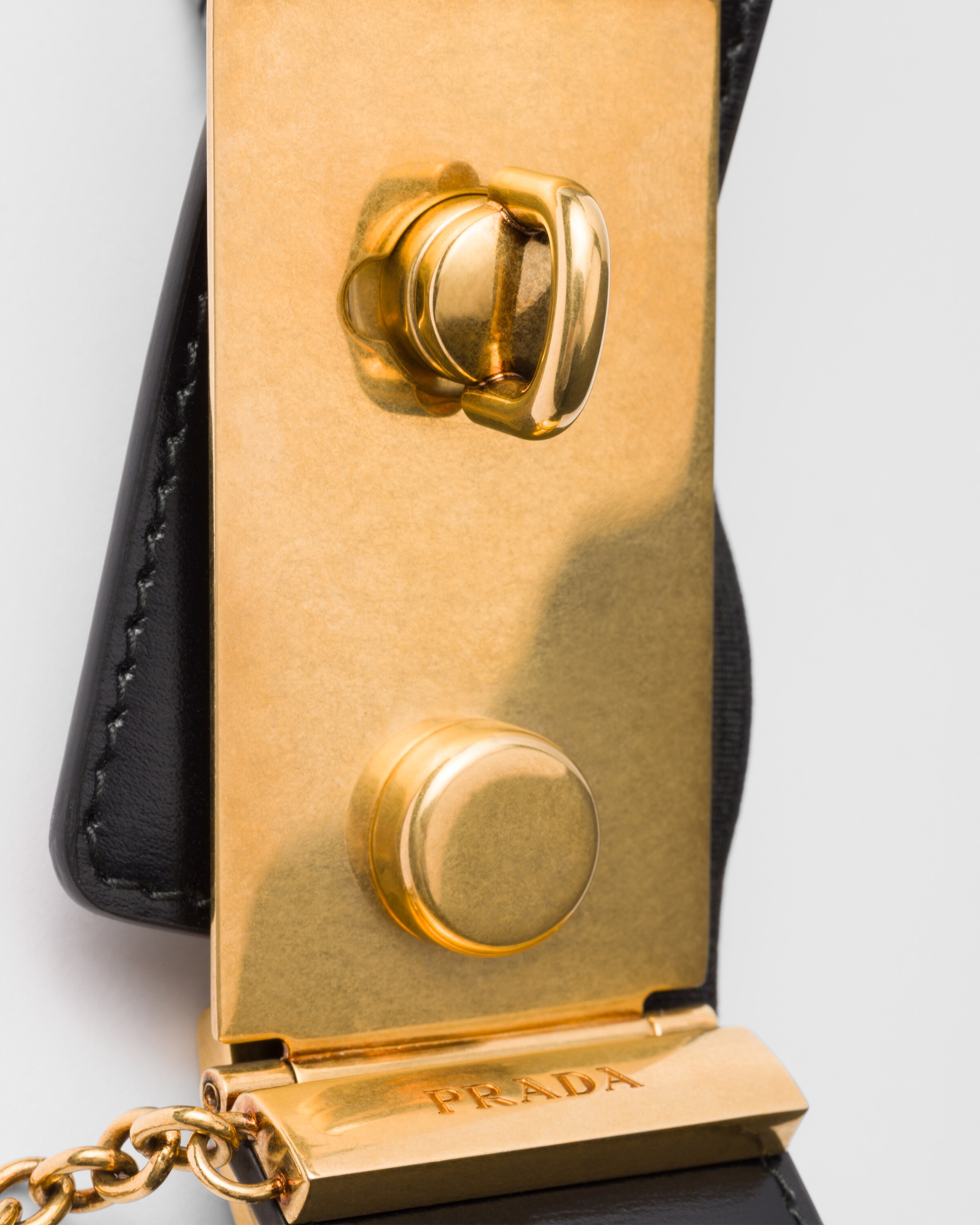 Prada Chain Buckle Leather Belt