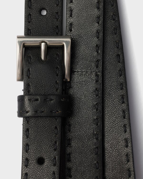Antiqued leather belt - Black Antiqued leather belt - Black
