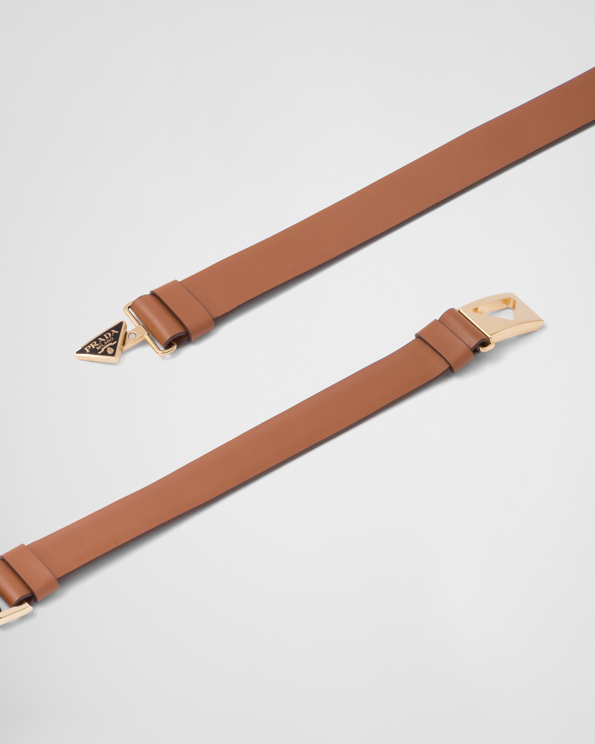 PRADA 25S BELT 10 MM IN REDDISH BROWN CALFSKIN 598368