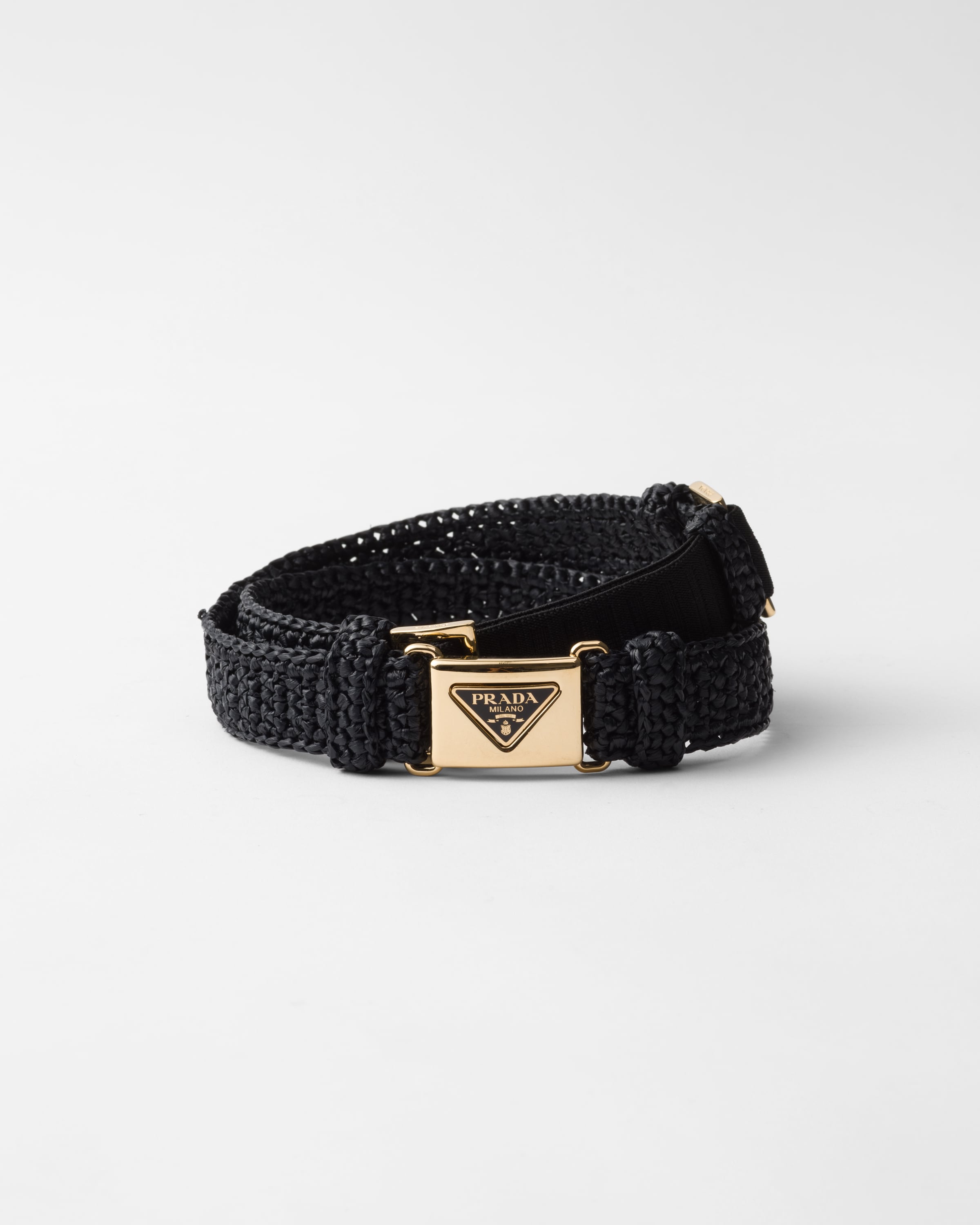 Prada Woven Fabric Belt In Black