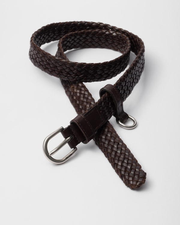 Braided leather belt - Coffee Braided leather belt - Coffee