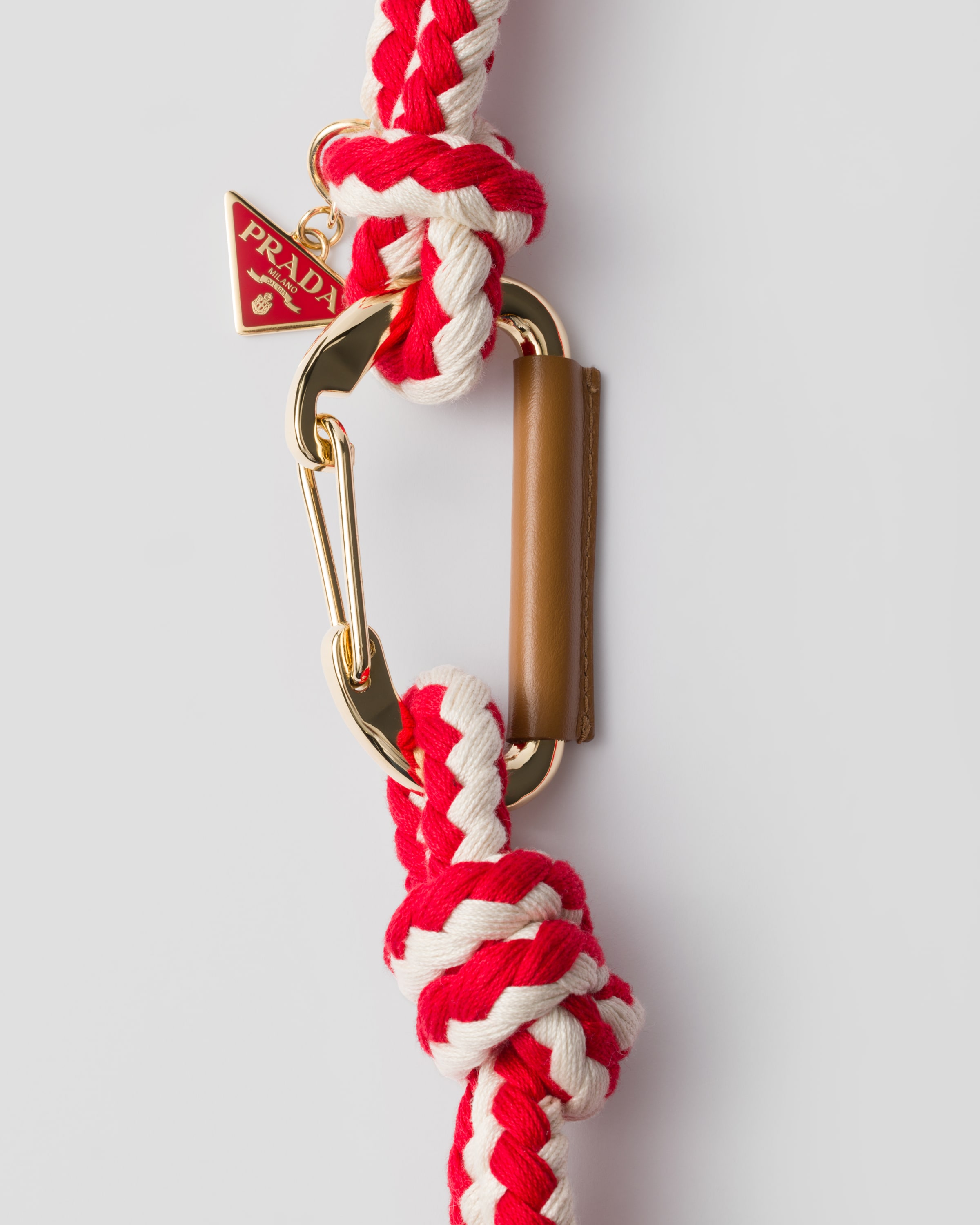 Prada Braided Rope Belt In Feuerrot/elfenbein