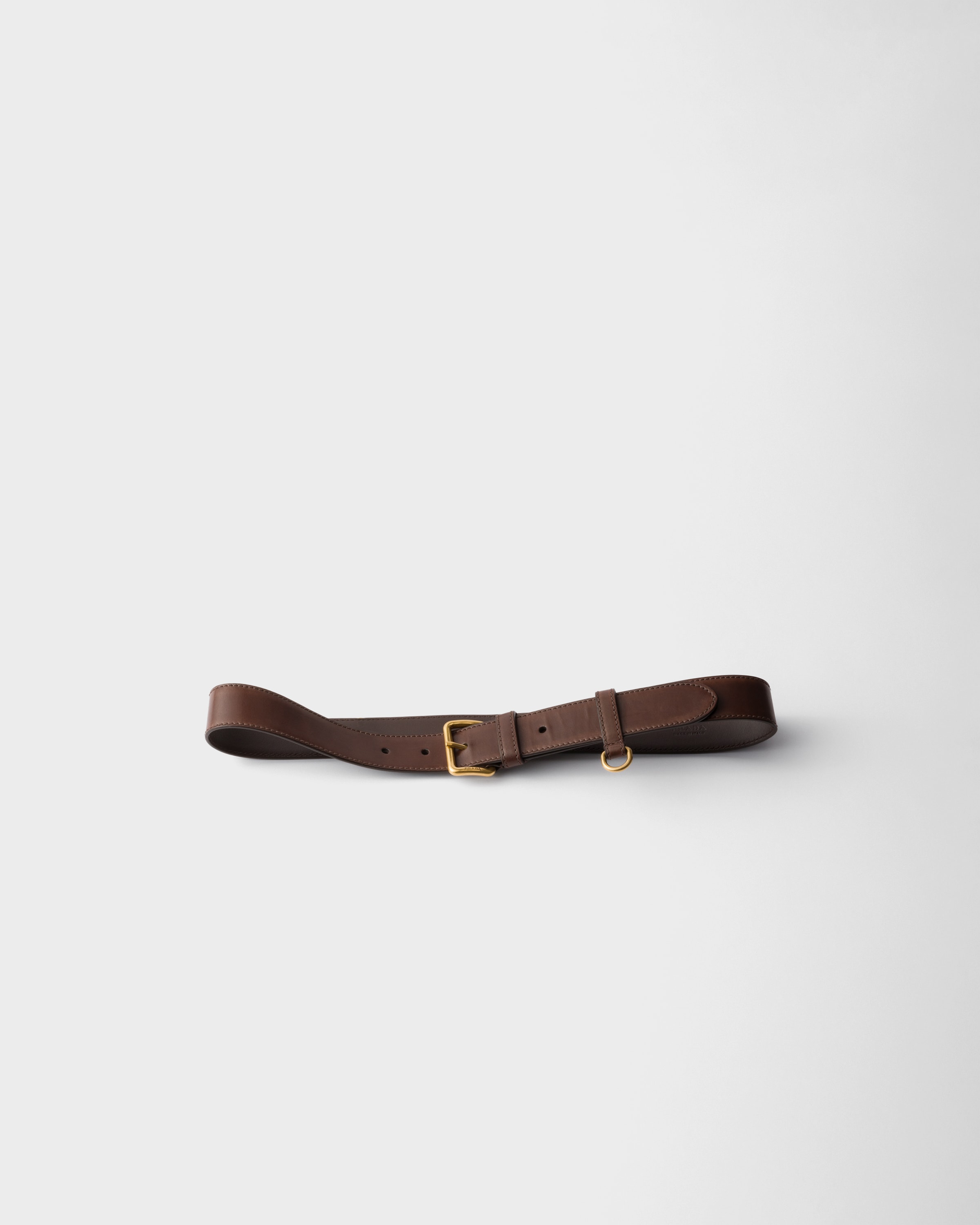 Prada Antiqued Leather Belt, Woman, Ebony, Size 80