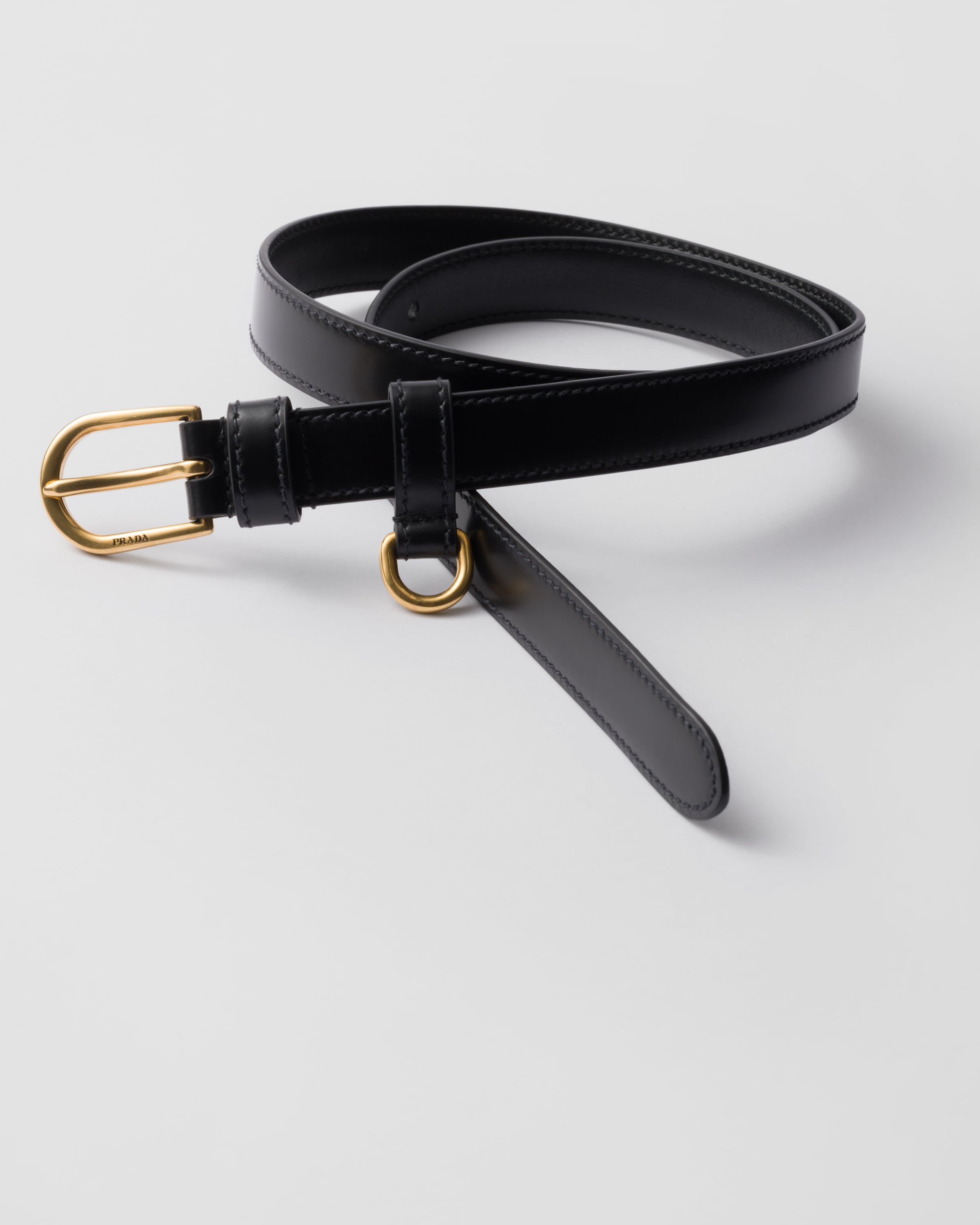 PRADA プラダ スタッズ ベルト レッド ブラック レザー