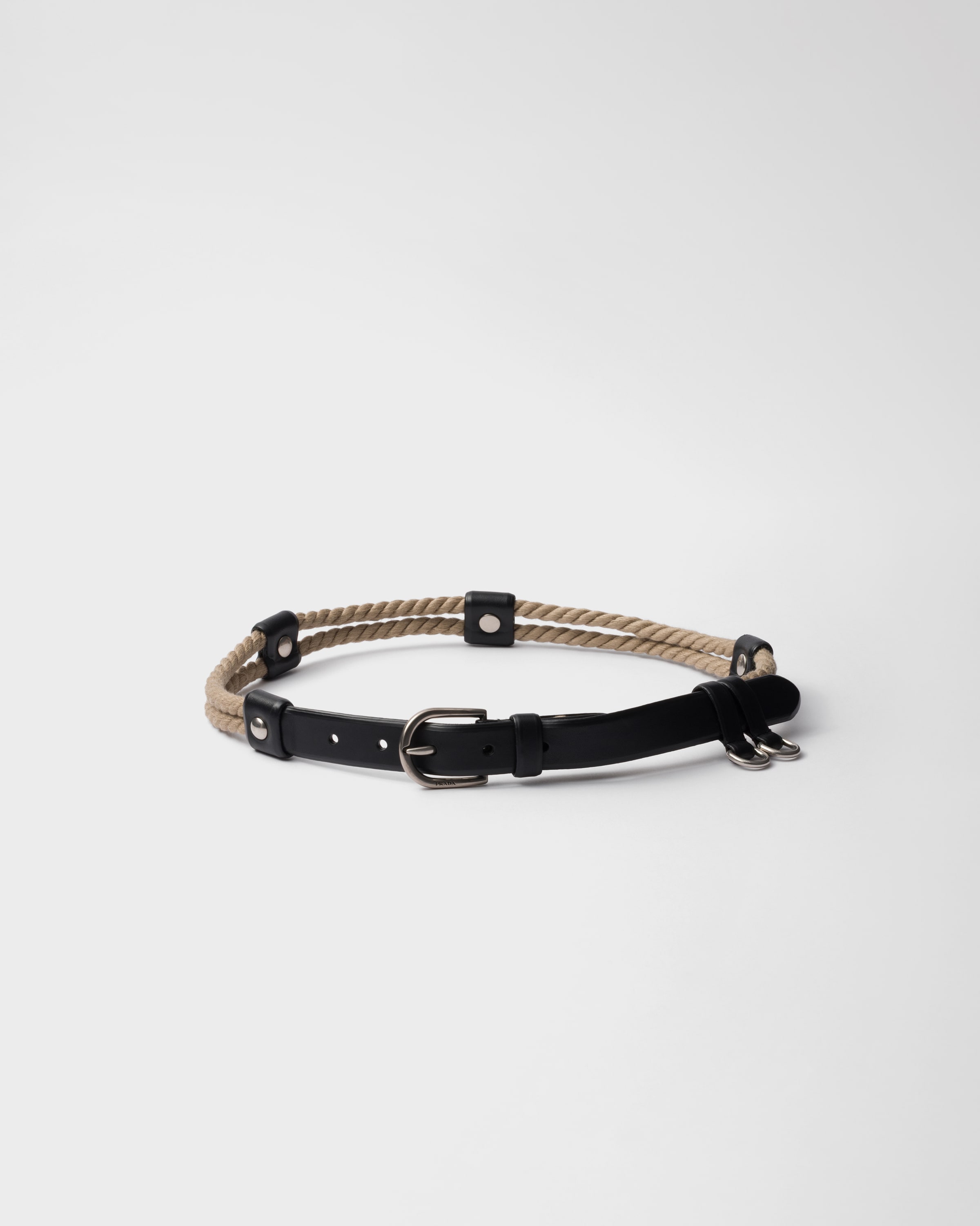 Black Leather And Cord Belt | PRADA
