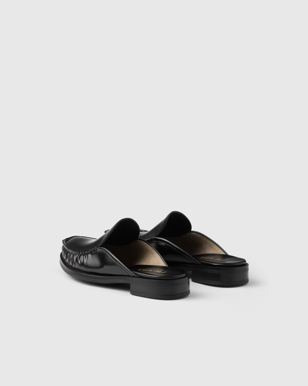 Brushed leather mules - Black Brushed leather mules - Black