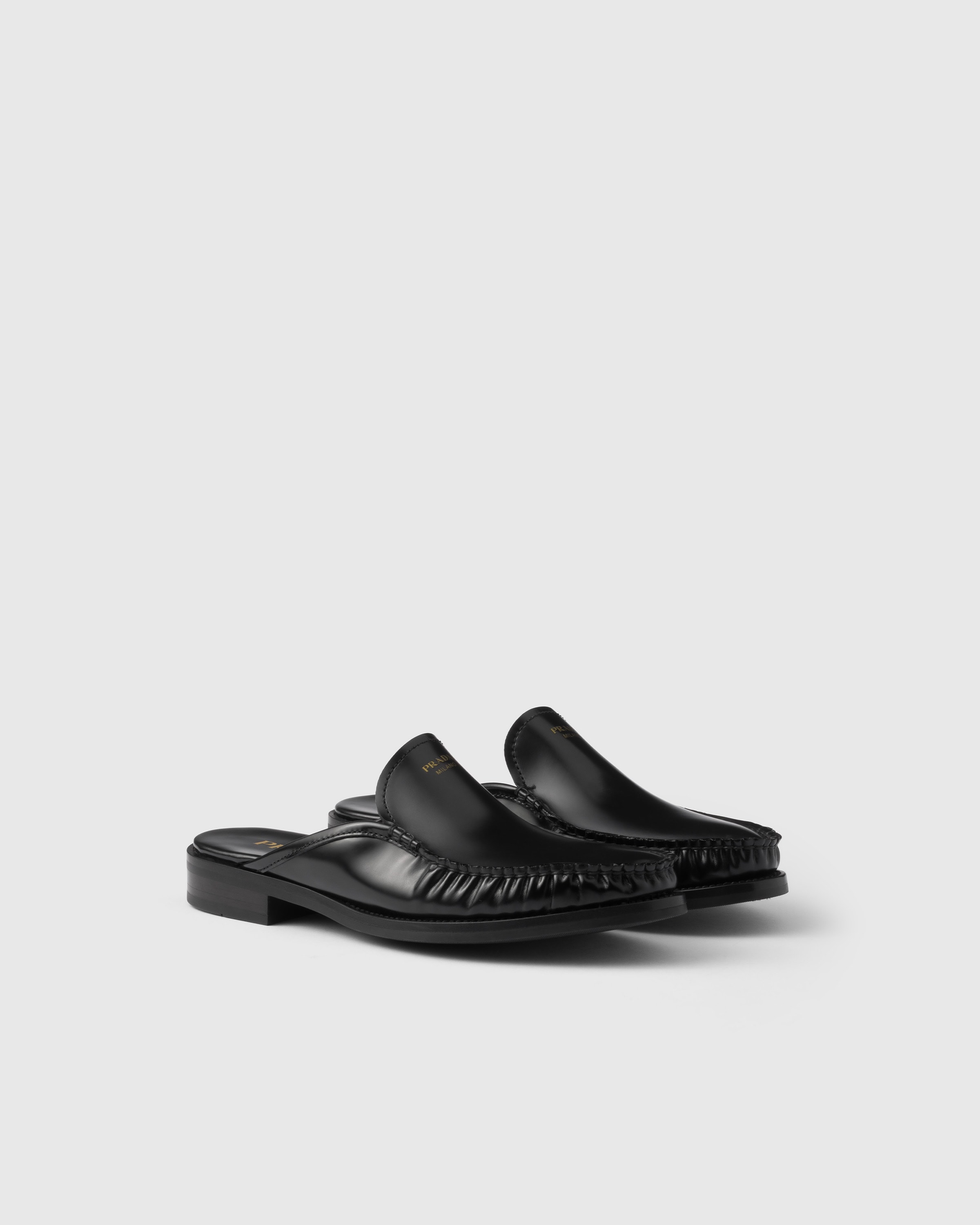 Prada Brushed Leather Mules