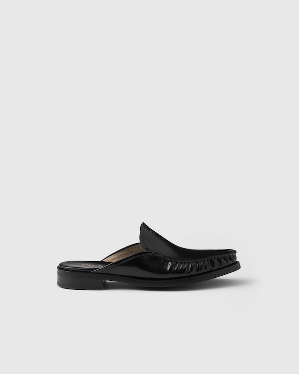 Brushed leather mules - Black Brushed leather mules - Black