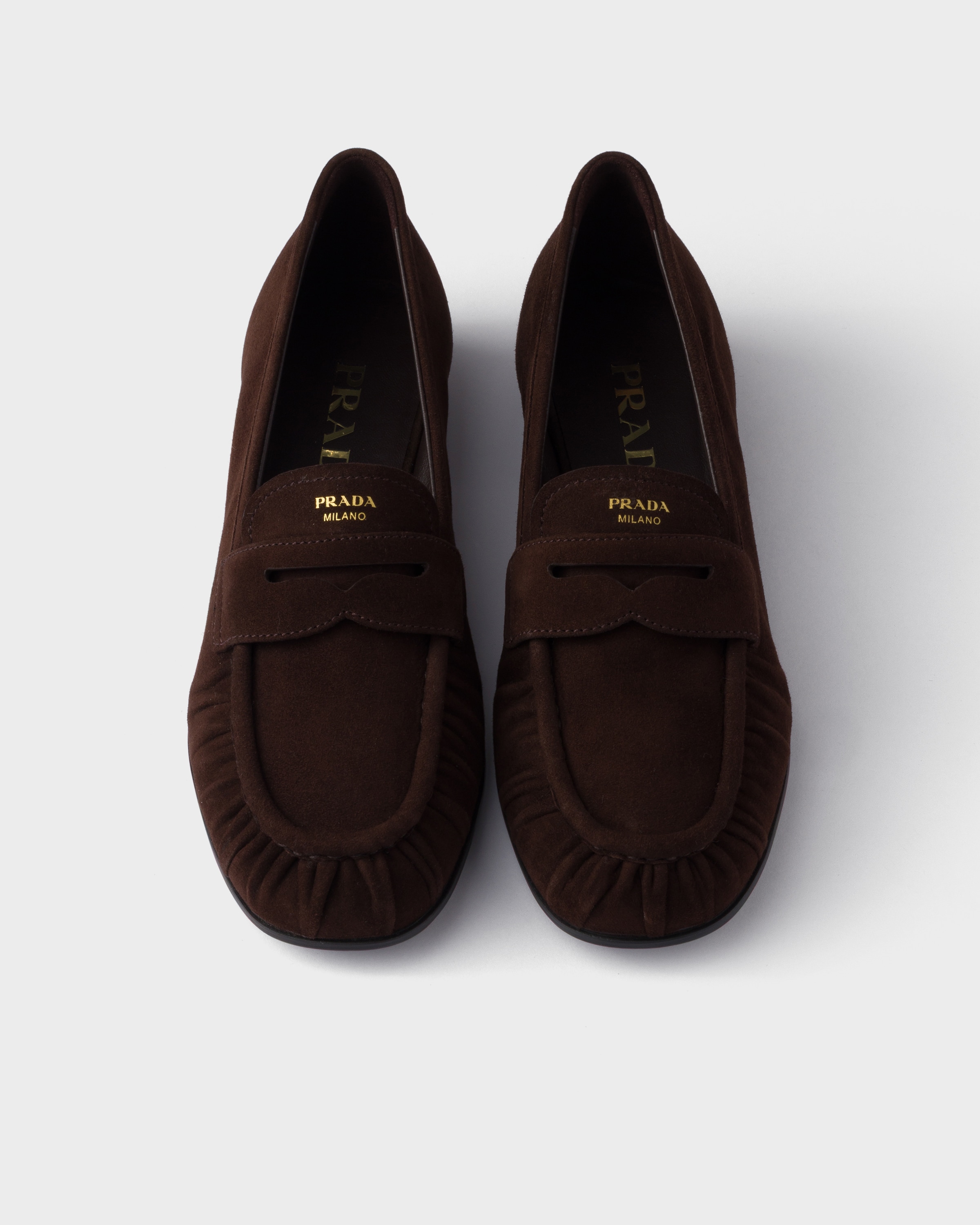 Prada Suede Loafers In Brown