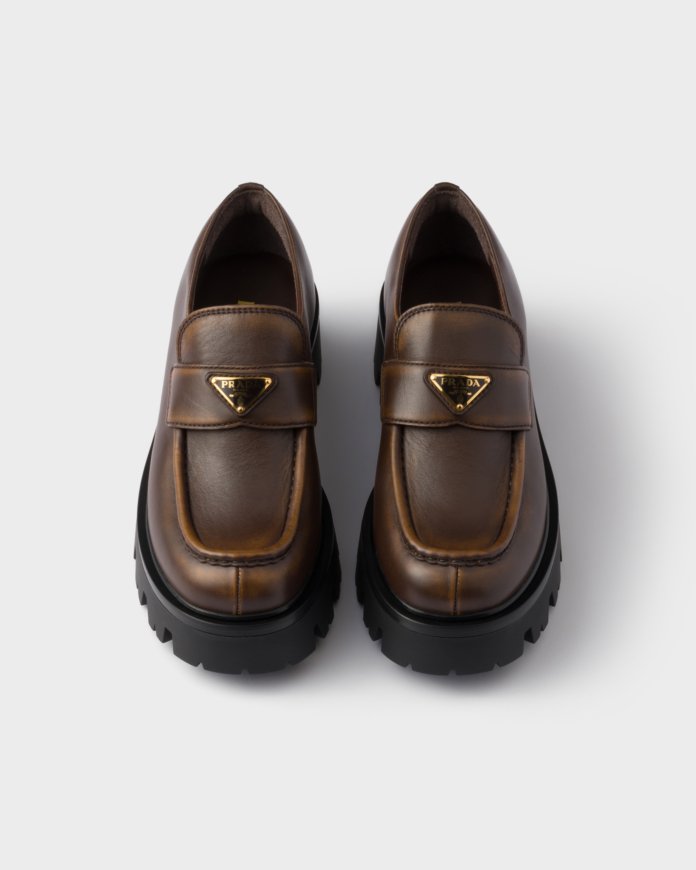 ダークブラウン レザー ローファー | PRADA