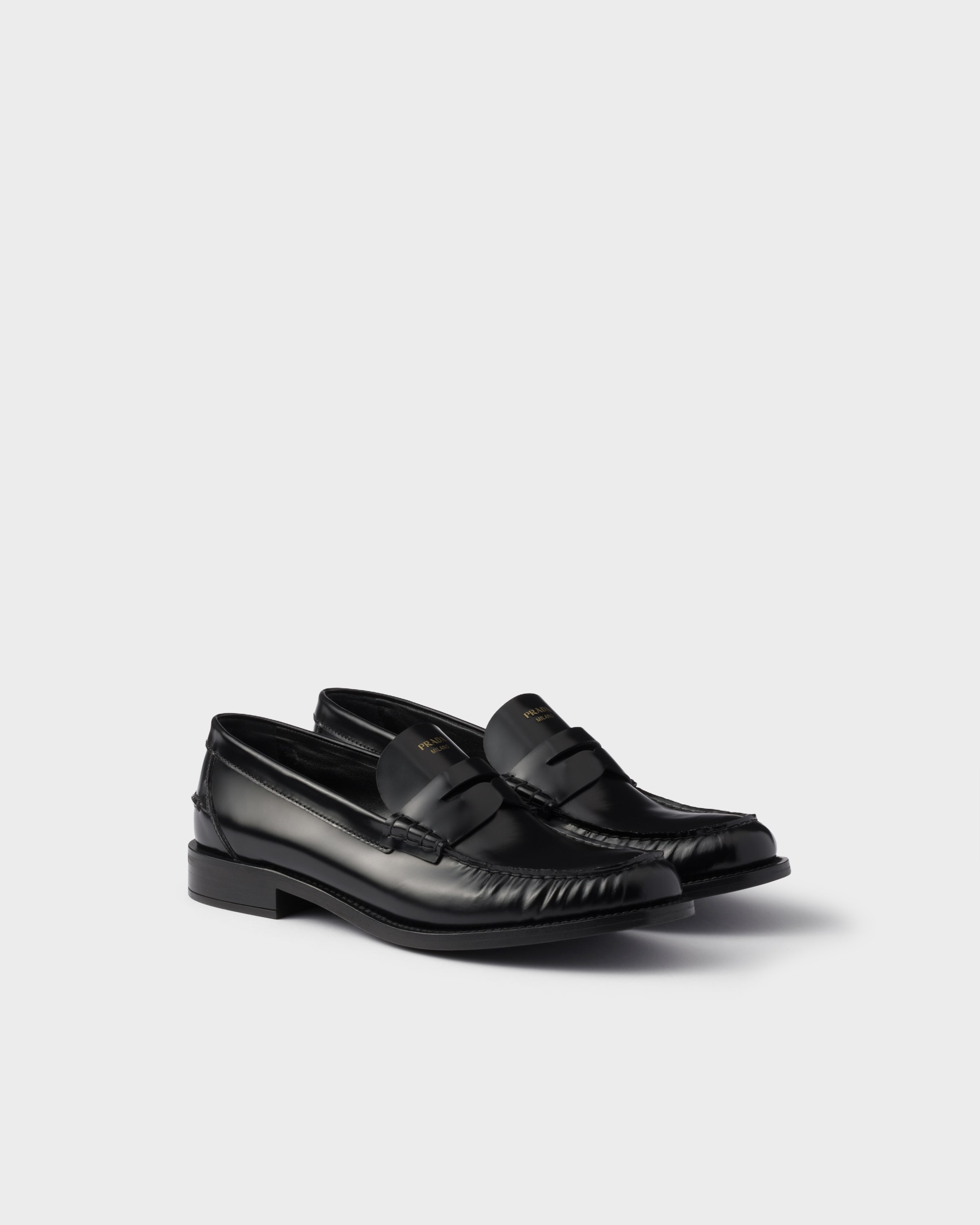 Prada Loafer Aus Gebürstetem Leder In Black