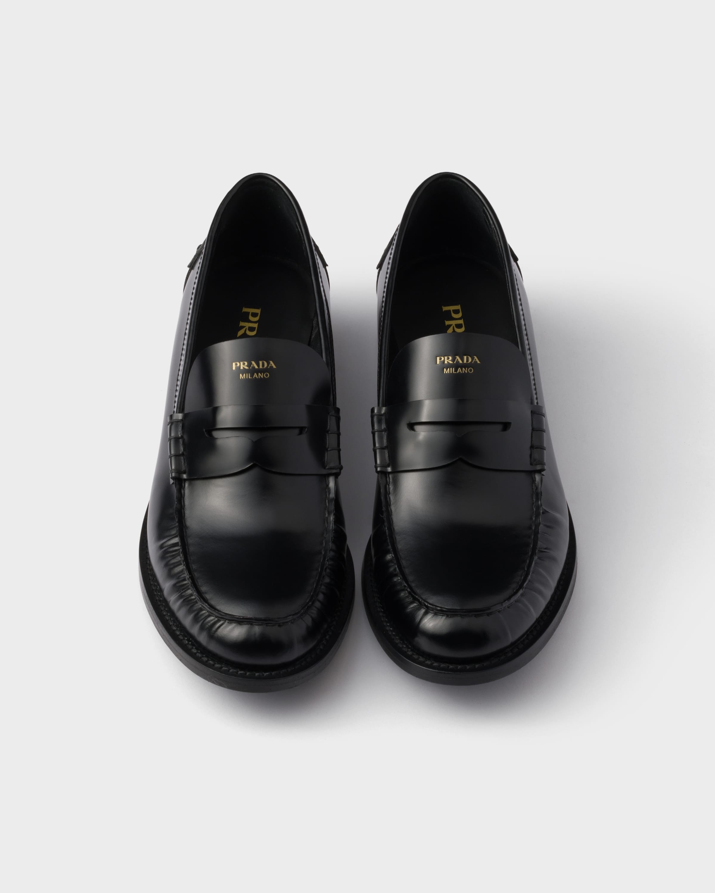 Black Brushed leather loafers | PRADA