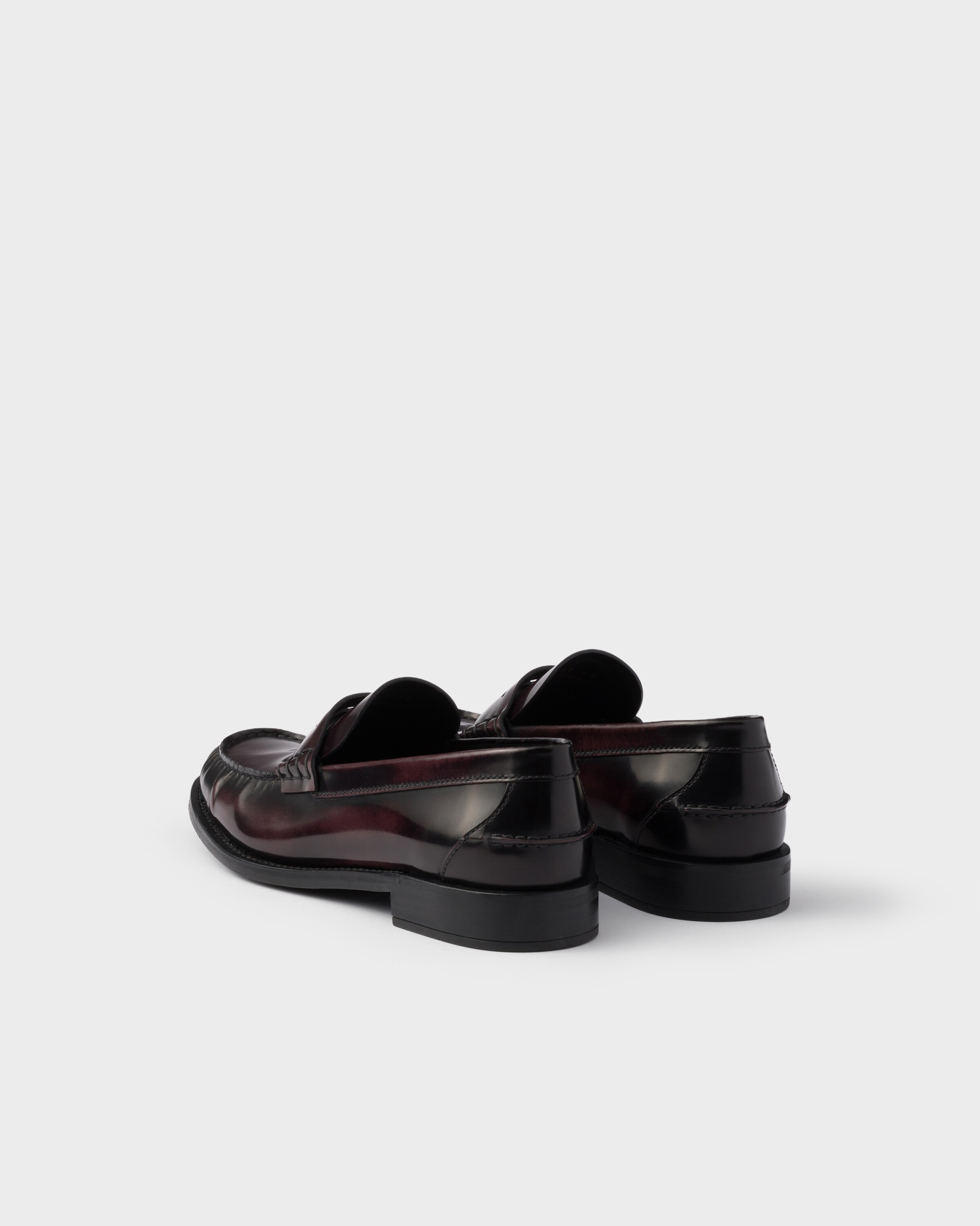 Prada Brushed Leather Loafers In Brown