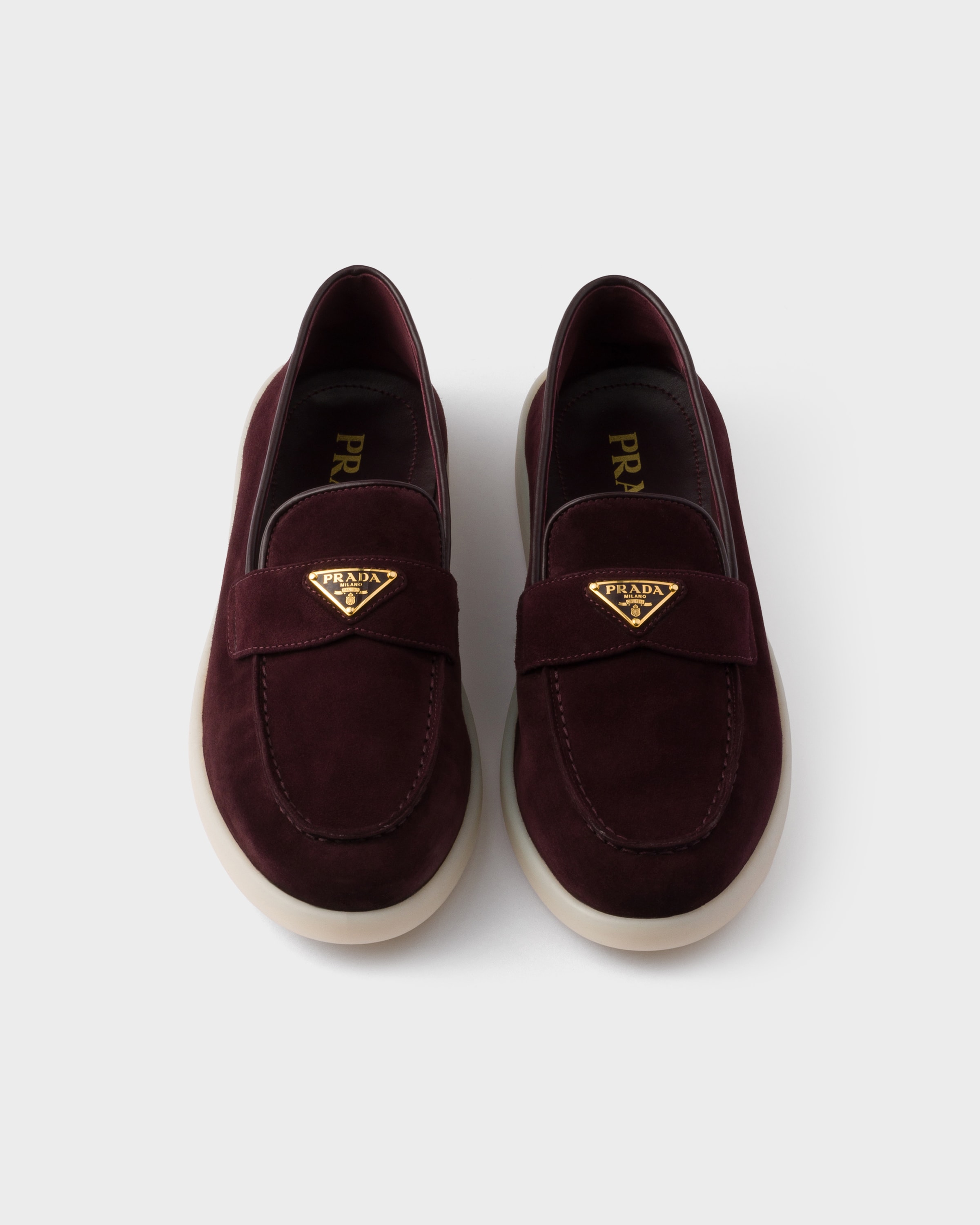 Burgundy Suede leather loafers | PRADA