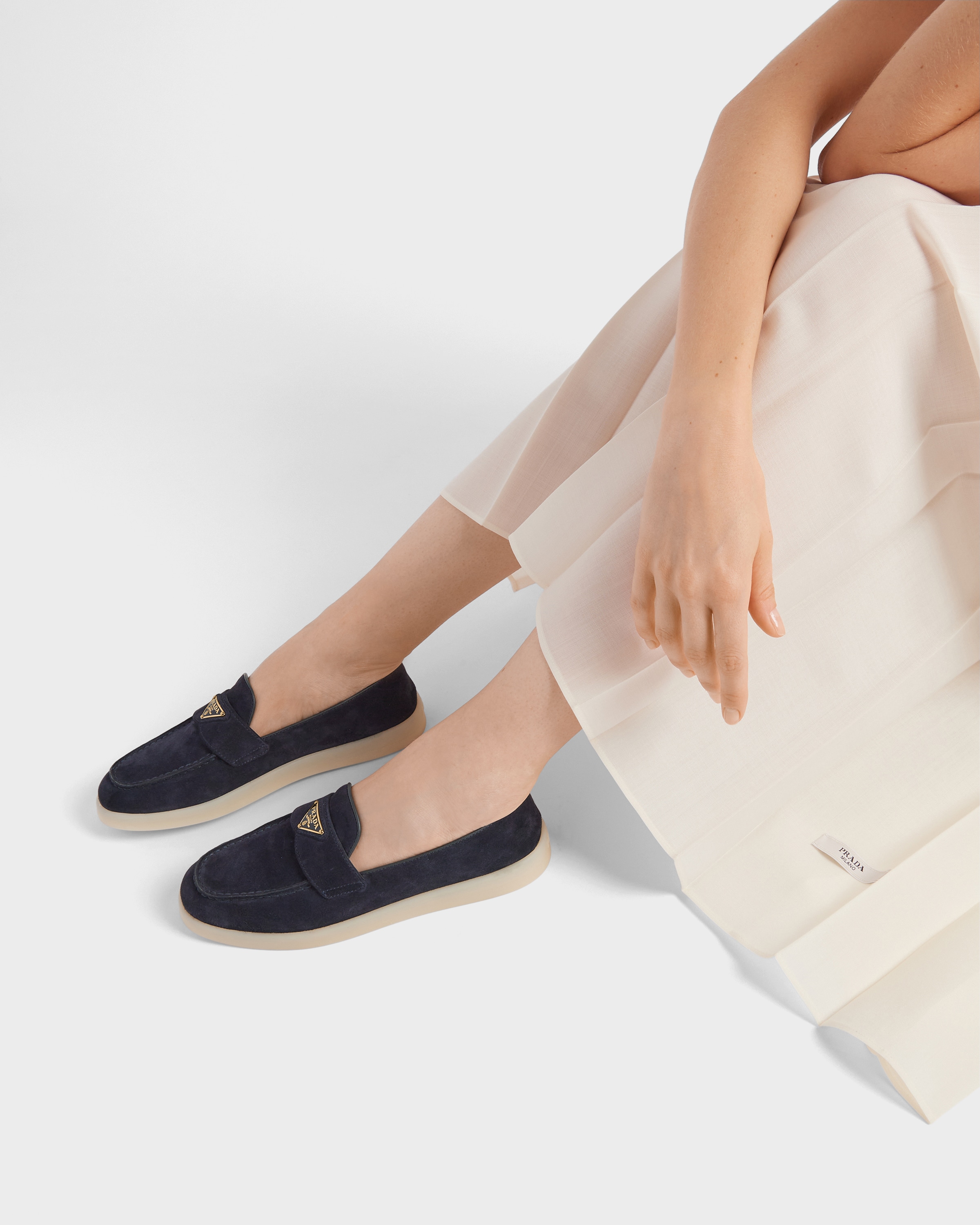 Navy blue Prada loafers Navy Velvet Loafers - Prada - Women | WE IN STYLE main image 4