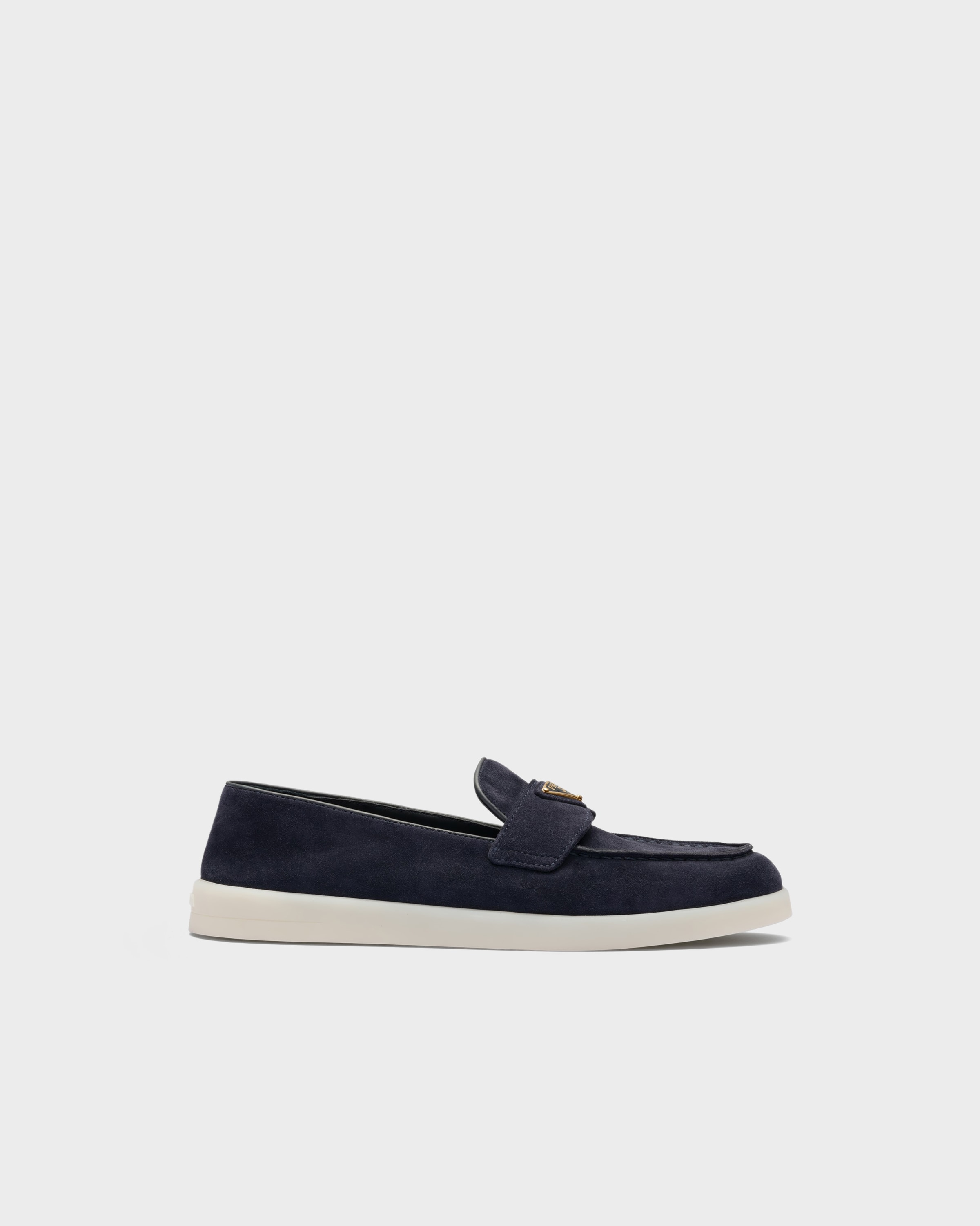 Navy Suede Leather Loafers | PRADA - United States