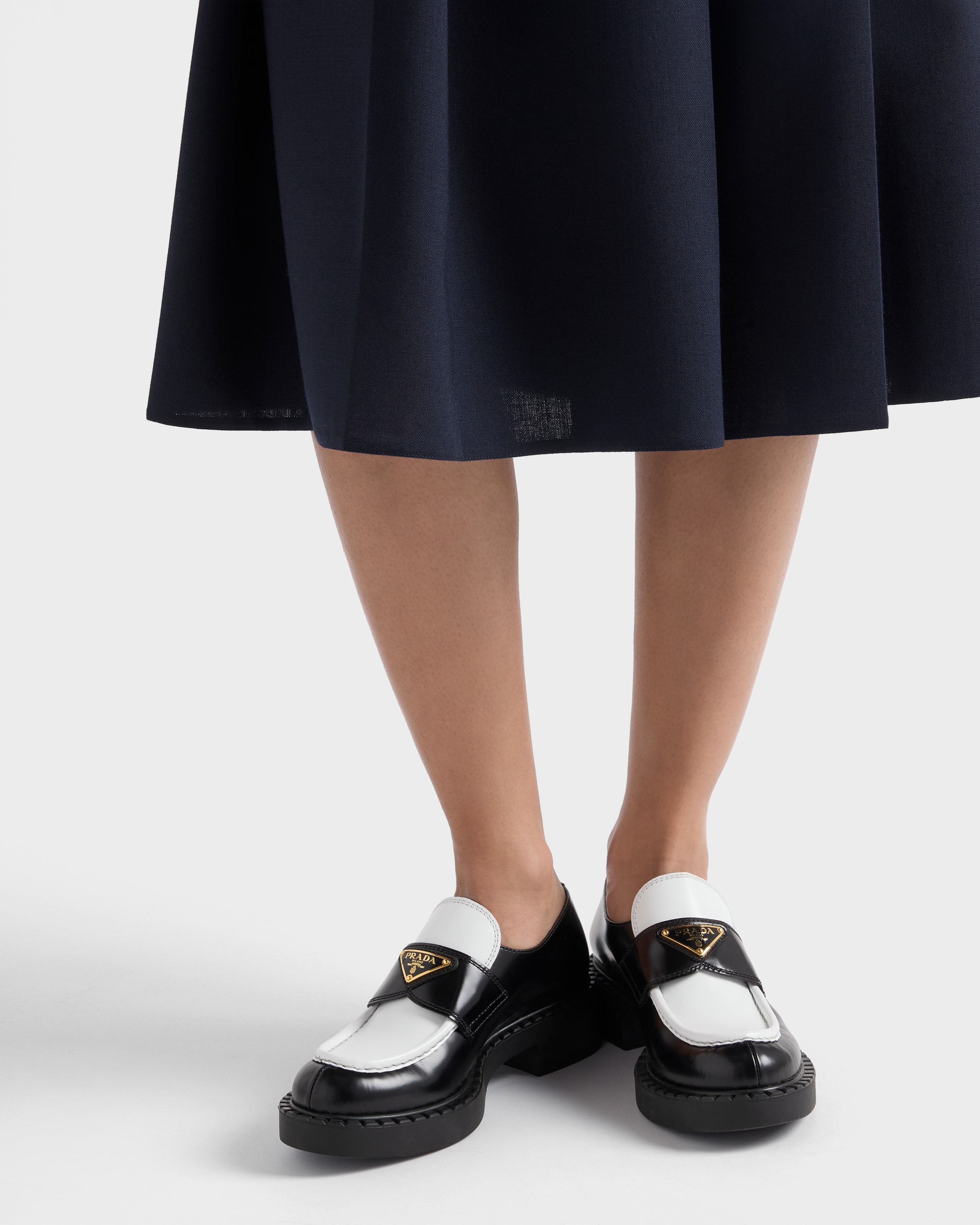 Chocolate two-tone brushed leather loafers