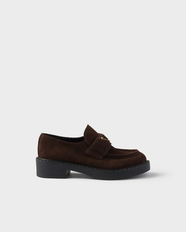 Mocassins en veau velours chocolat - Marron Foncé Mocassins en veau velours chocolat - Marron Foncé