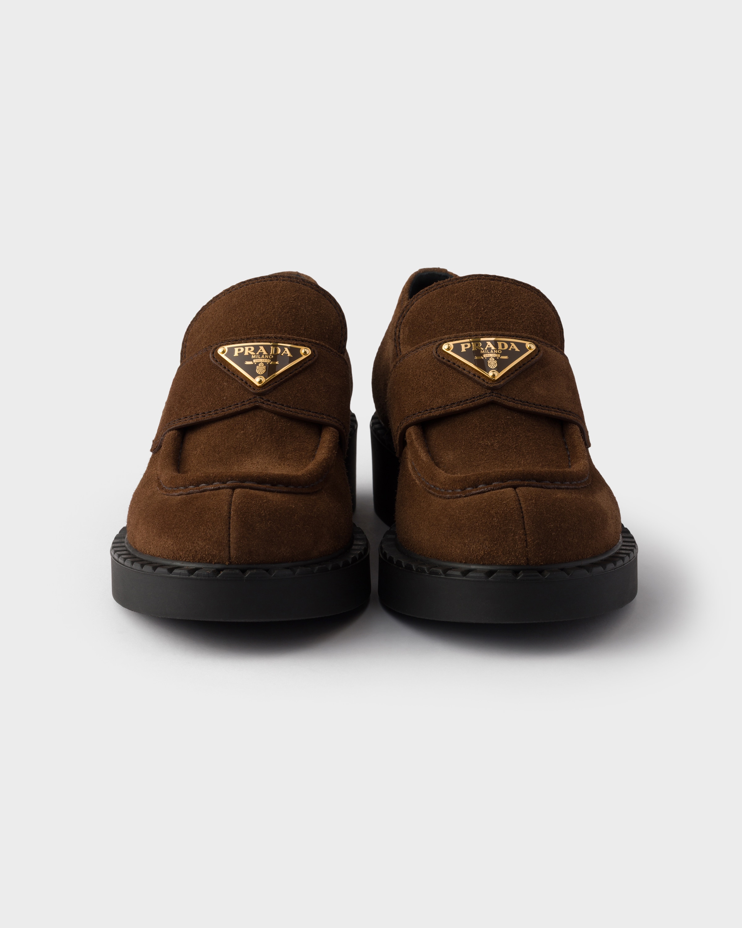 Chocolate suede loafers