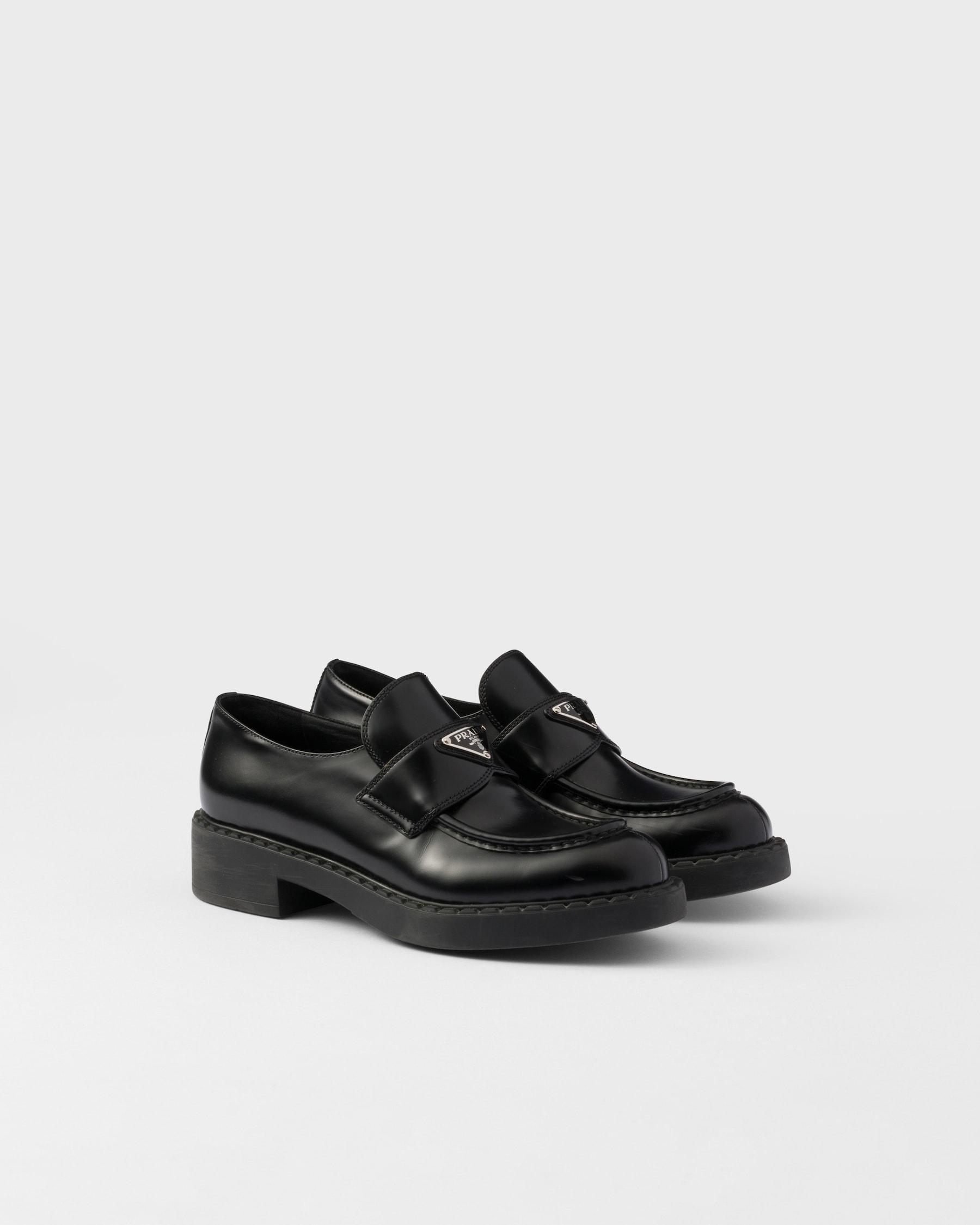 PRA SCHOCOLATE BRUSHED LOAFERS GLOSSY SILVER CALFSKIN main image 1