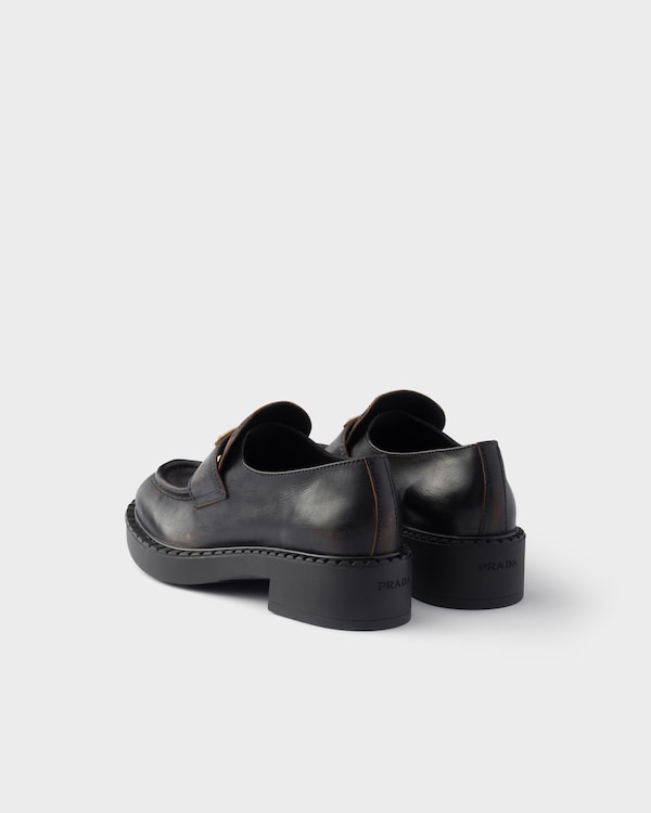 チョコレートアンティークレザー ローファー - ブラック/タン チョコレートアンティークレザー ローファー - ブラック/タン