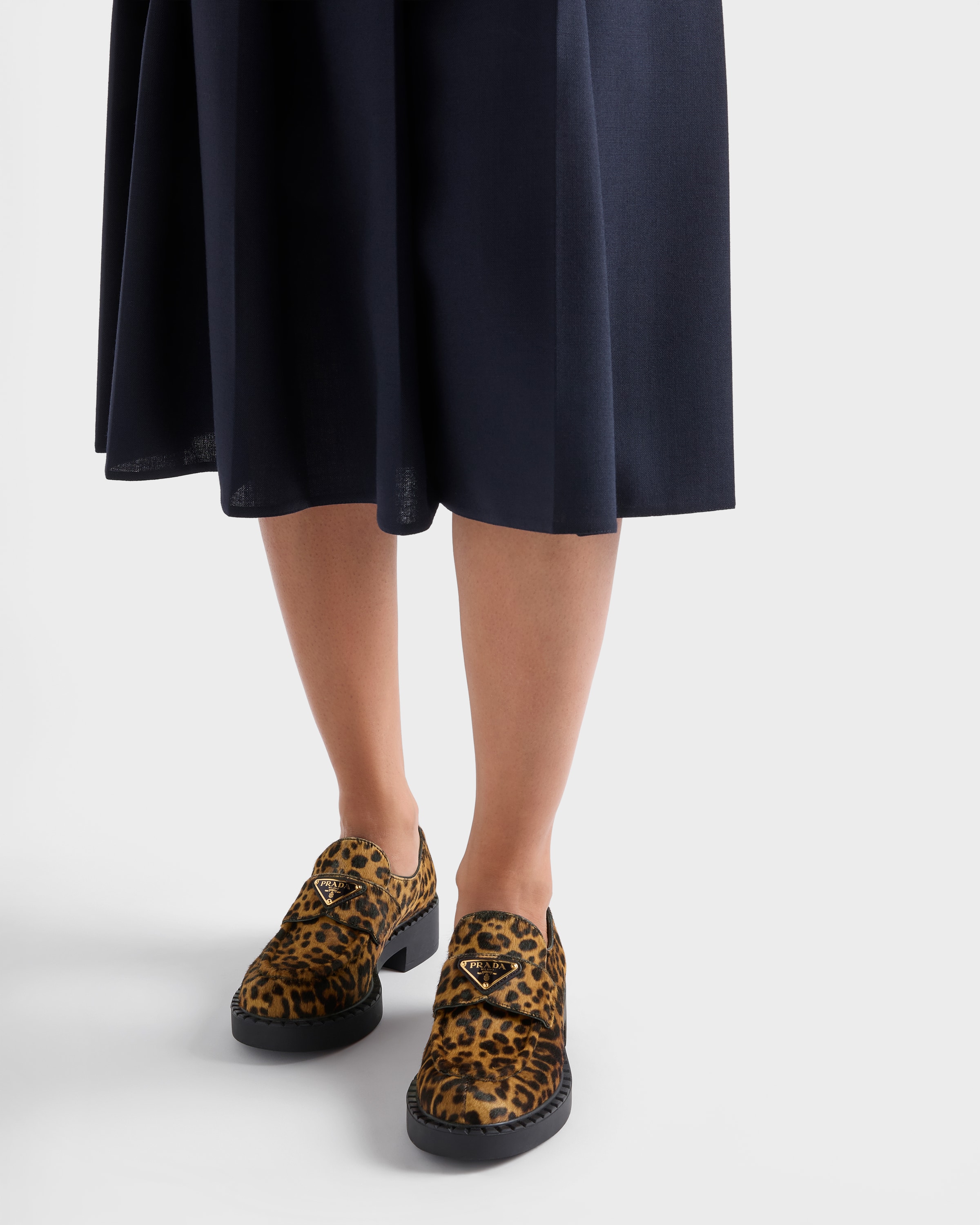 Chocolate printed leather loafers