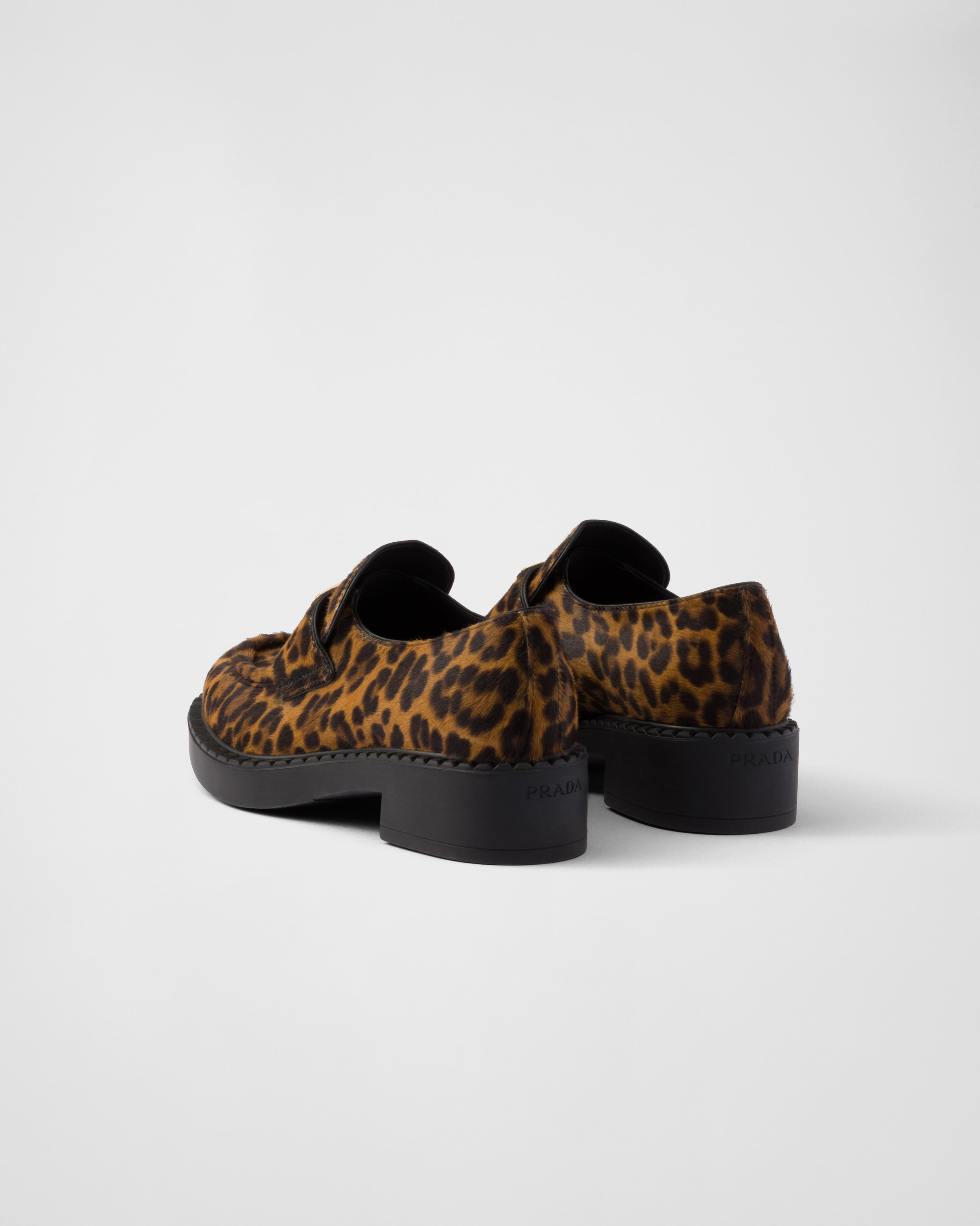Chocolate printed leather loafers