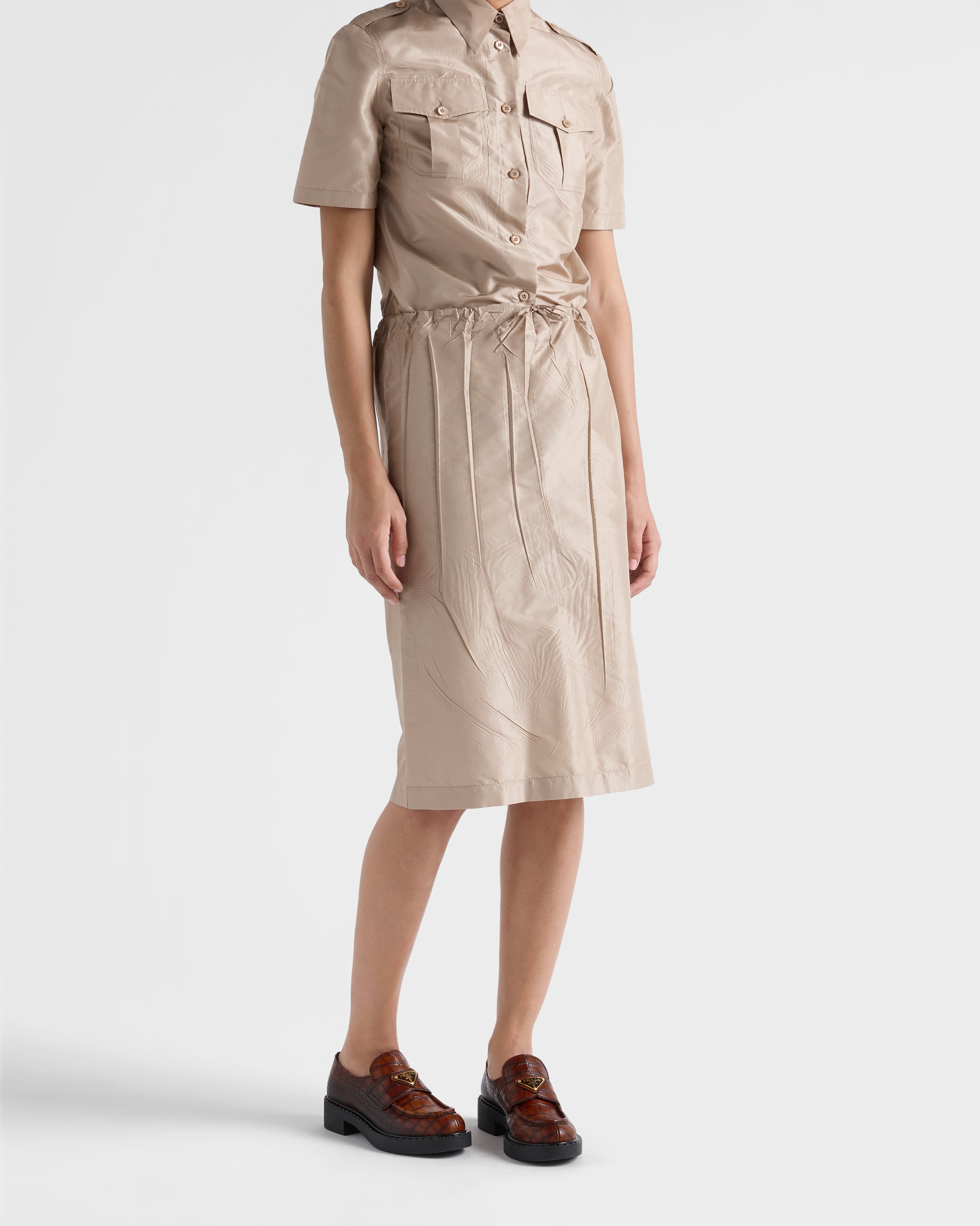 Chocolate crocodile-print leather loafers