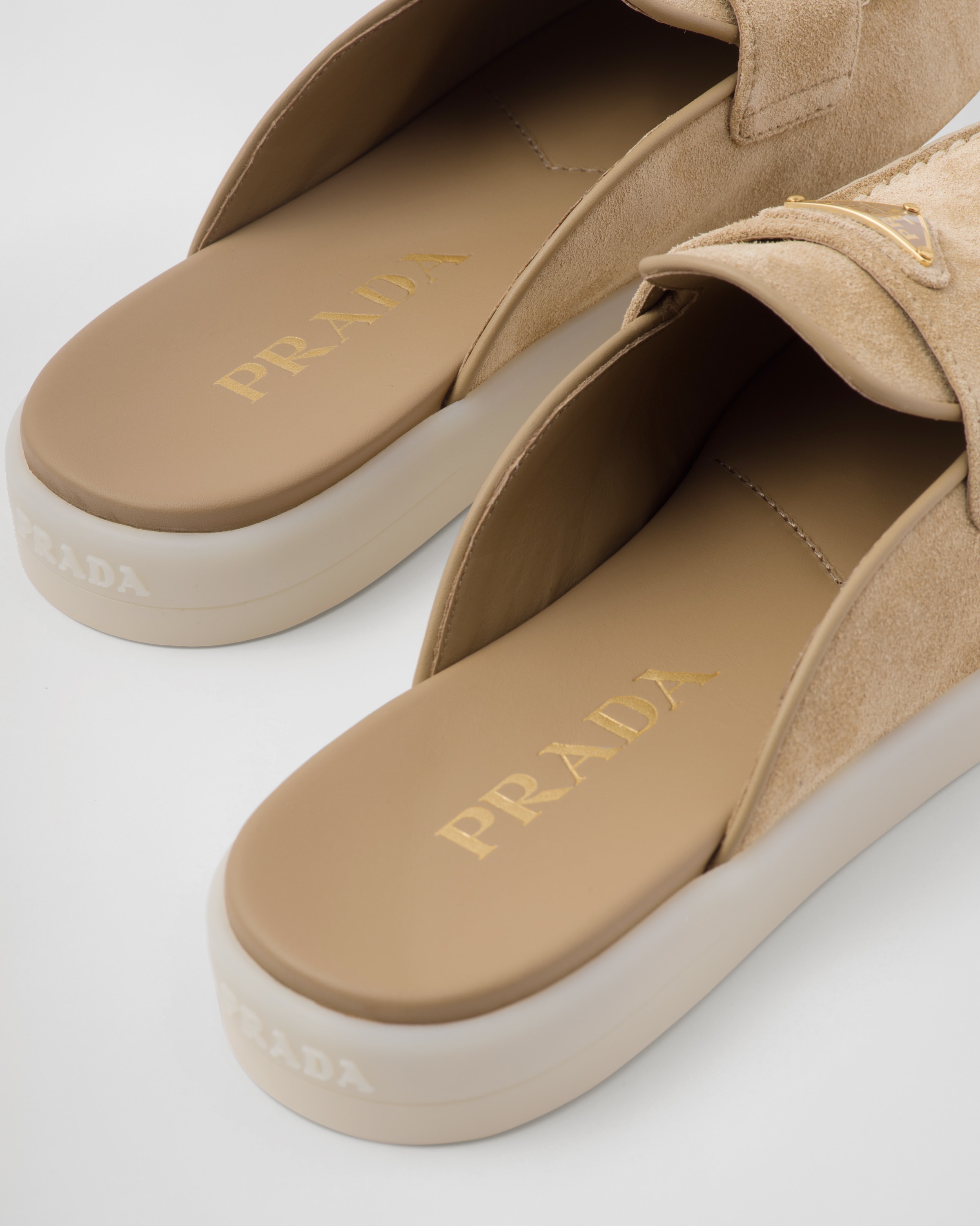 Ecru Suede Mules PRADA