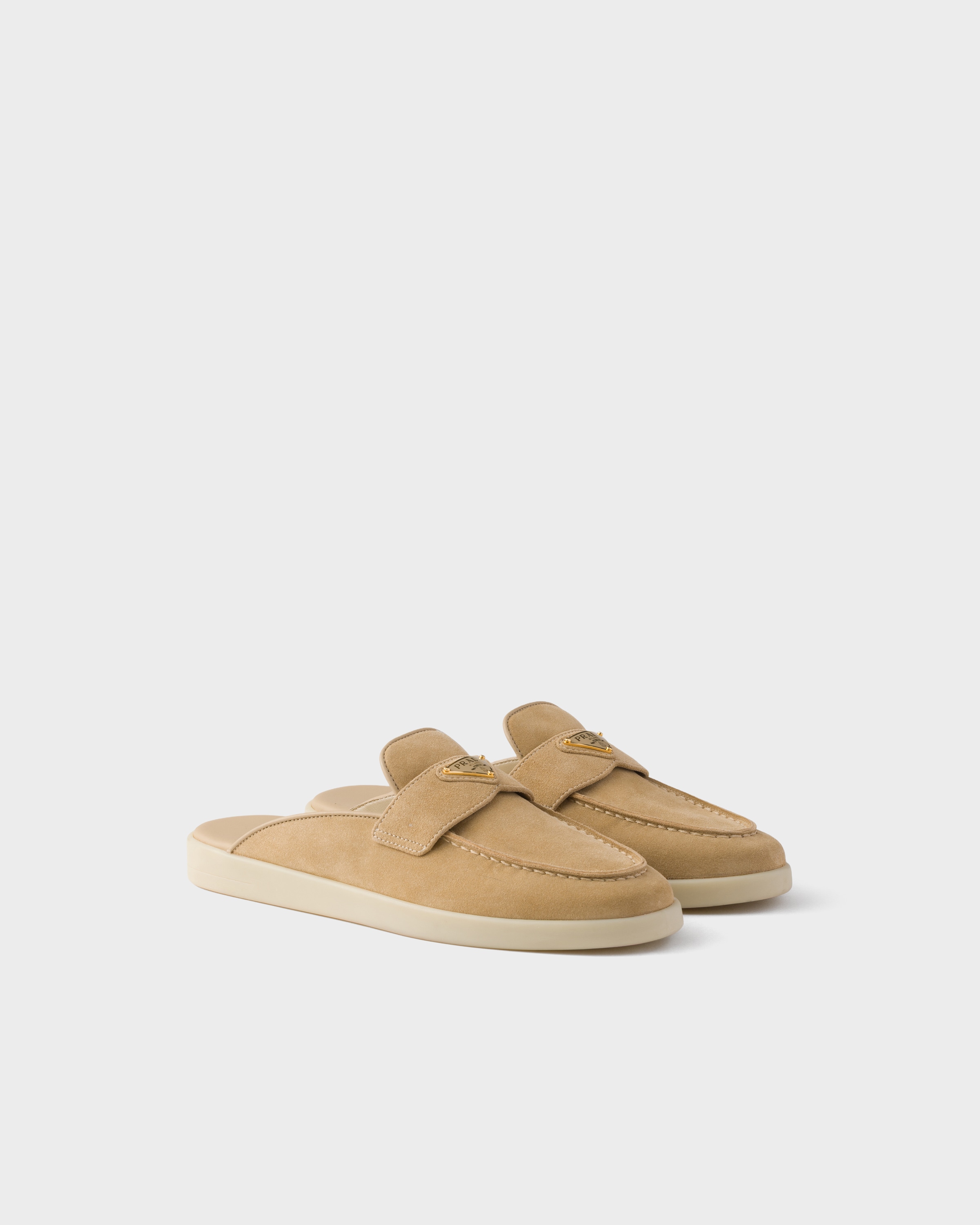 Ecru Suede mules | PRADA - United States