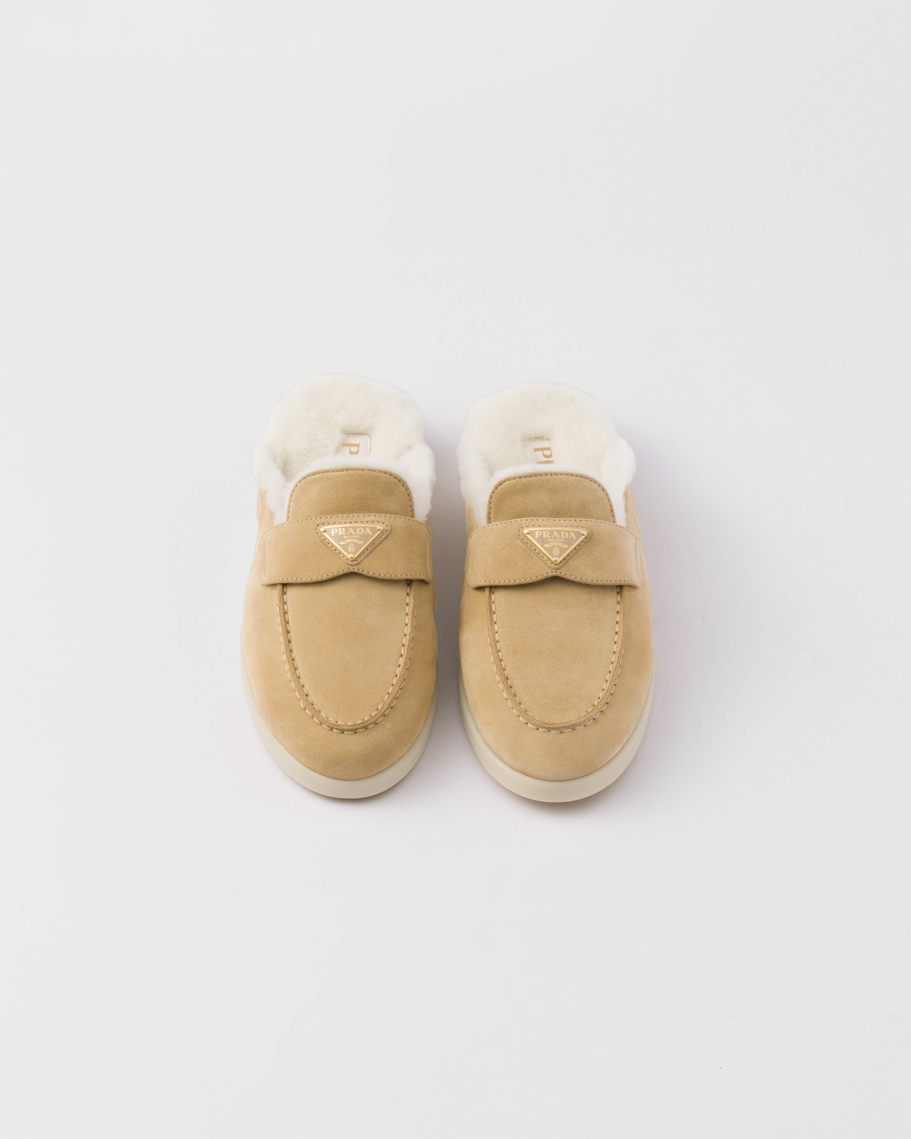 PRADA 25S DEXUN MULE IN LIGHT PINK SUEDE LEATHER