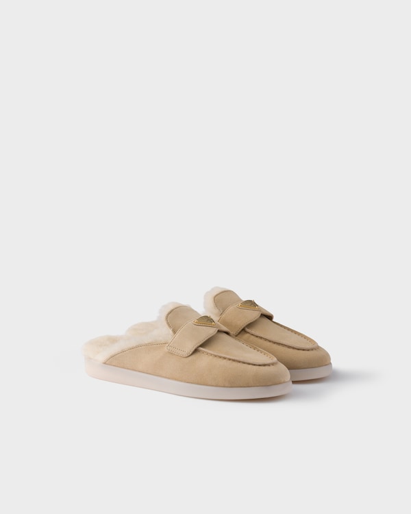 Suede and shearling mules - Ecru Suede and shearling mules - Ecru