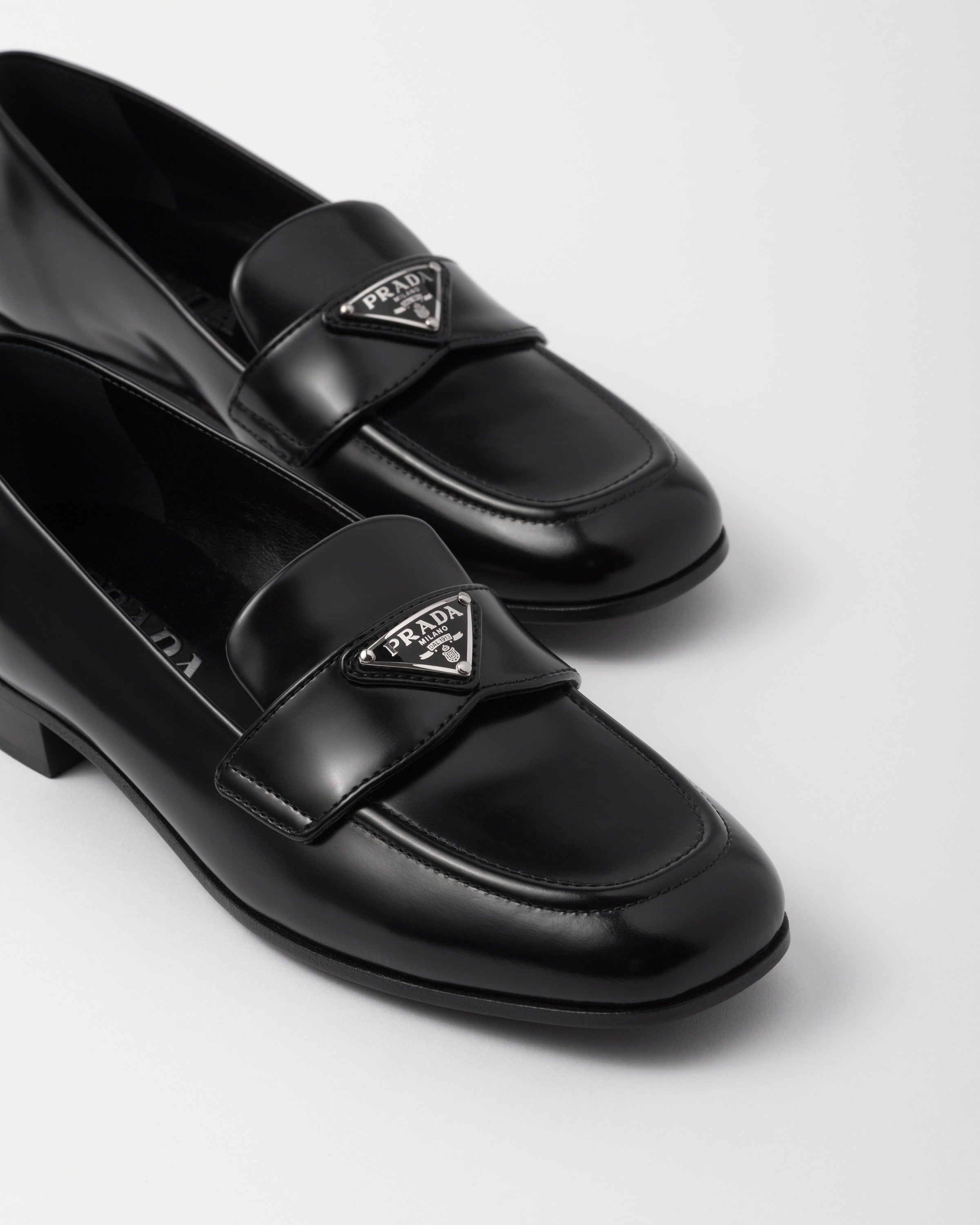 Prada brushed cheap leather loafers