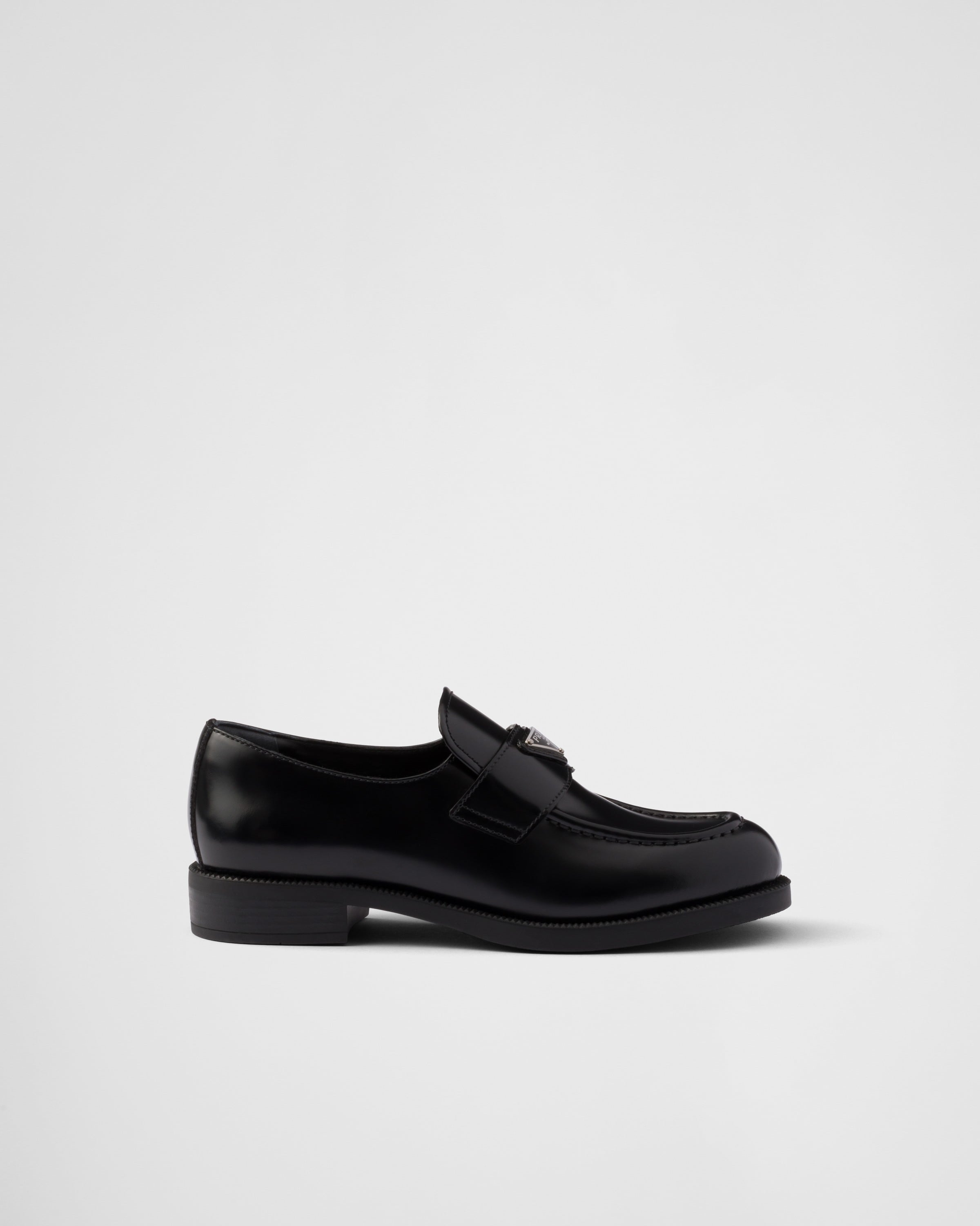 Black Brushed Leather Loafers PRADA