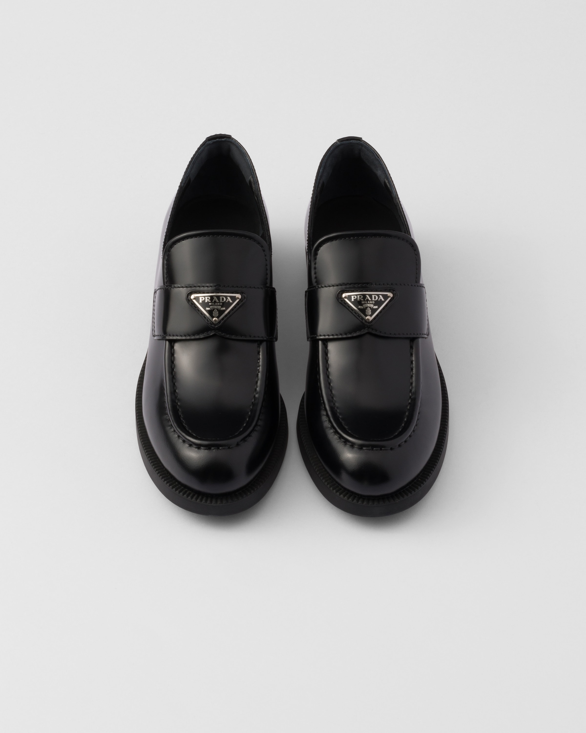 Prada black loafers womens 2025