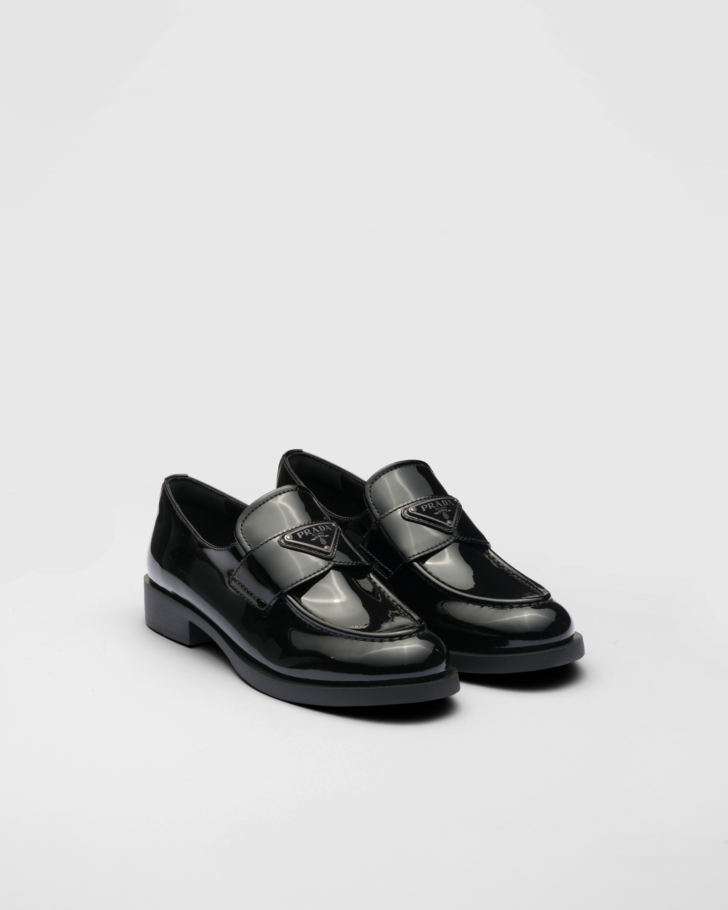 Prada Patent Leather Loafers In Black