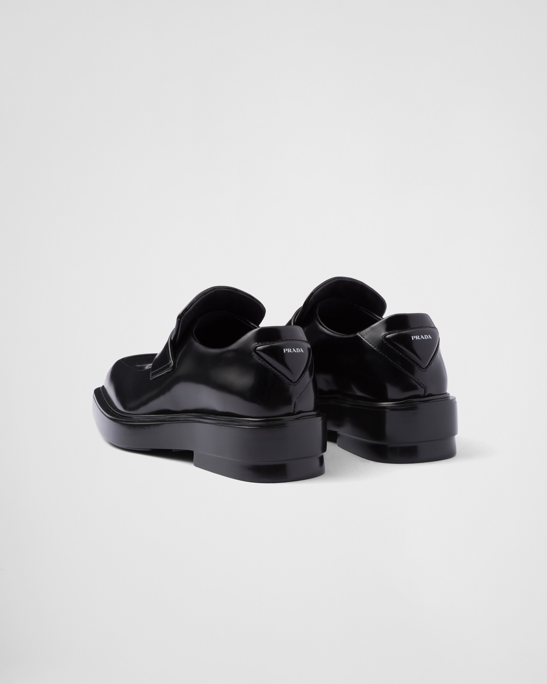 PRADA Size 7.5 Black Burgundy Two Toned Leather Square Toe Loafers main image 1