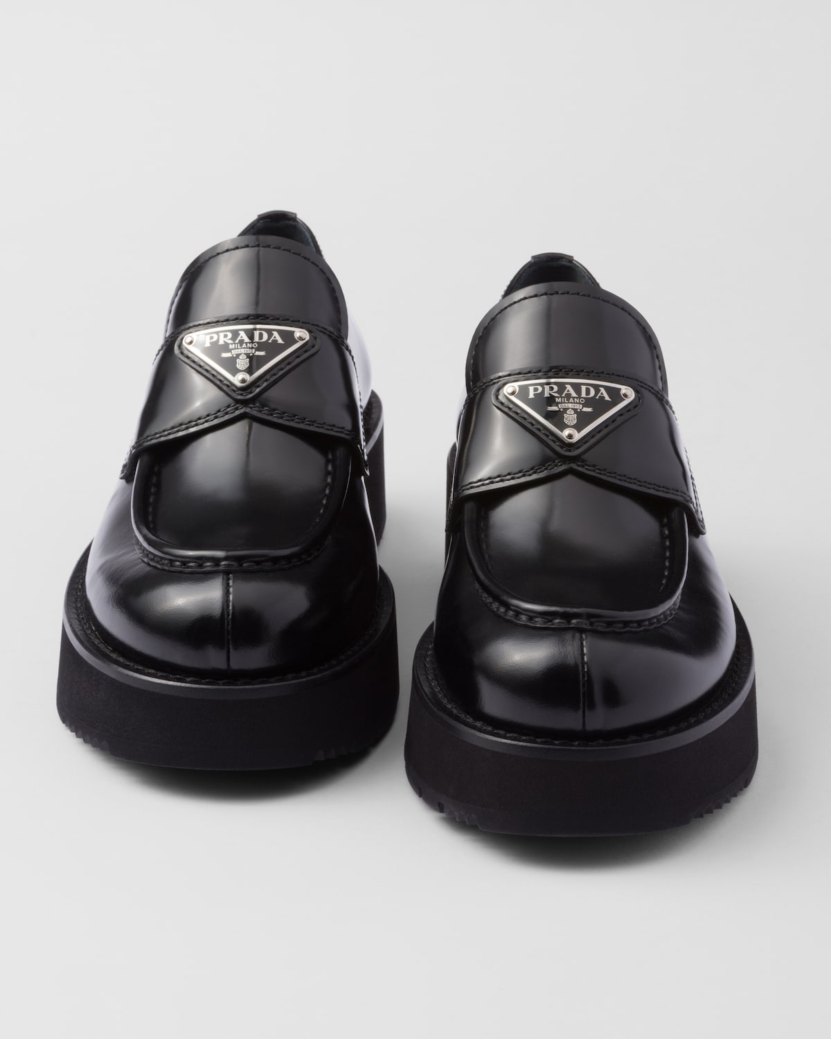 PRA BRUSHED LEATHER LOAFERS GLOSSY BLACK