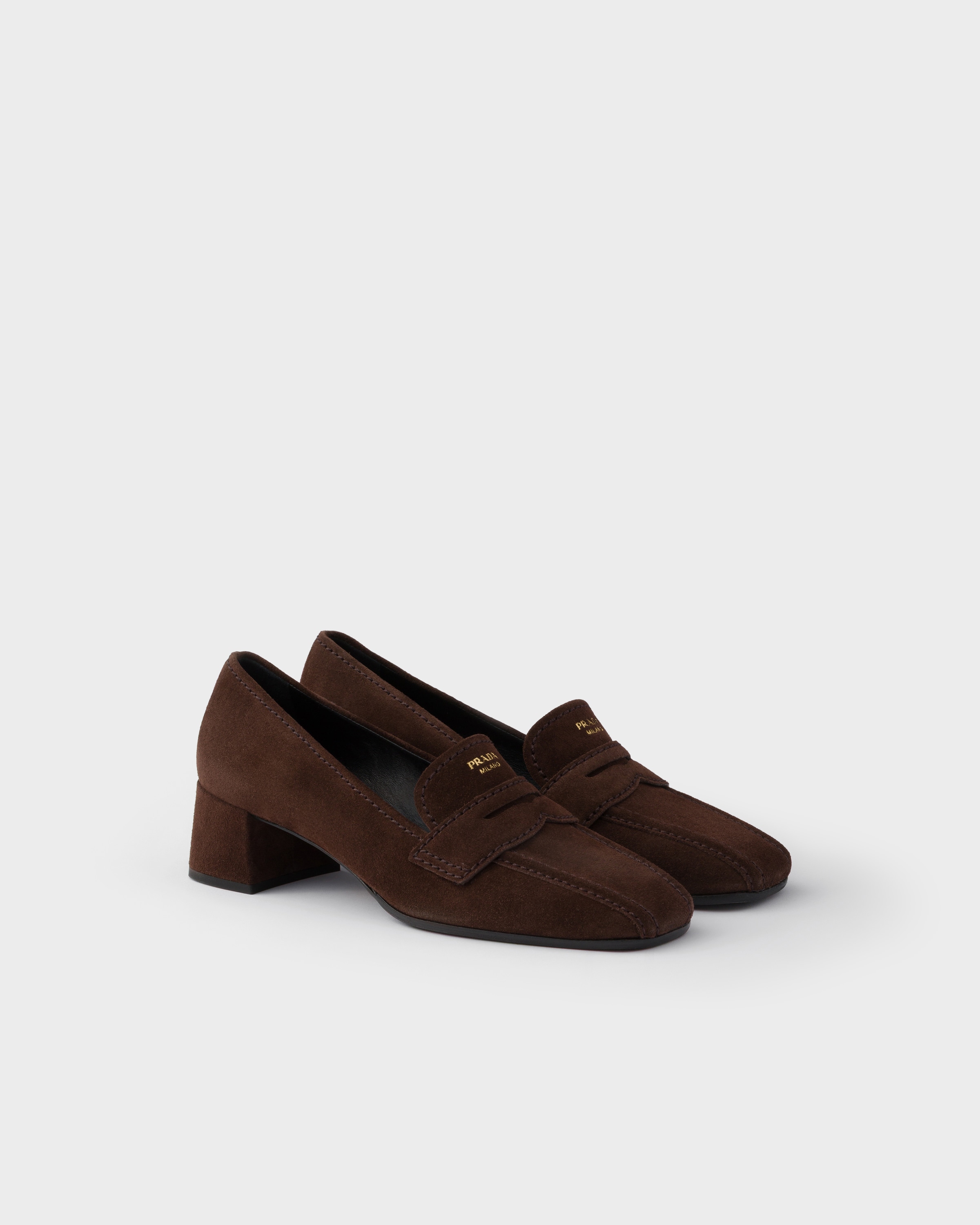 Dark Brown Suede Loafers | PRADA - United States