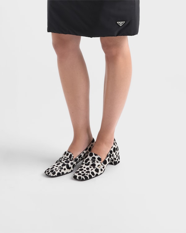 Printed calf hair leather loafers - White/Black Printed calf hair leather loafers - White/Black