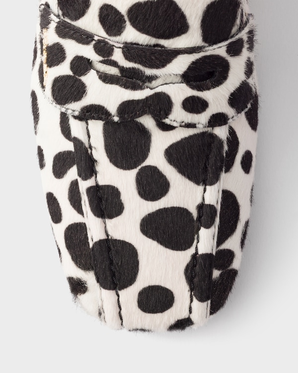 Printed calf hair leather loafers - White/Black Printed calf hair leather loafers - White/Black