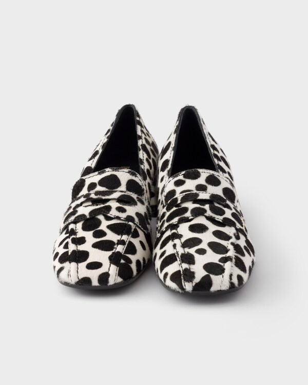Printed calf hair leather loafers - White/Black Printed calf hair leather loafers - White/Black